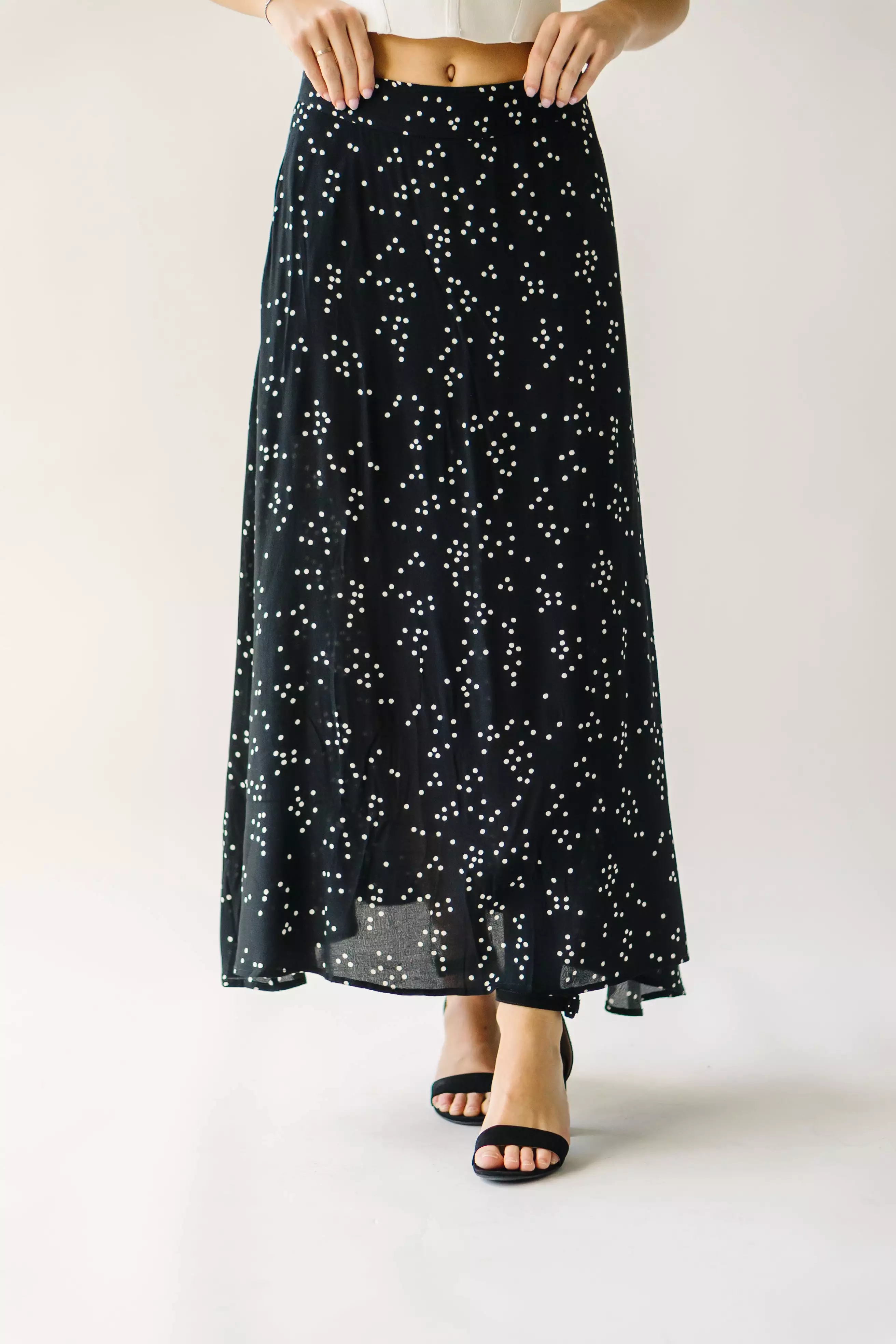 Coburg Black Polka-Dot Midi Skirt