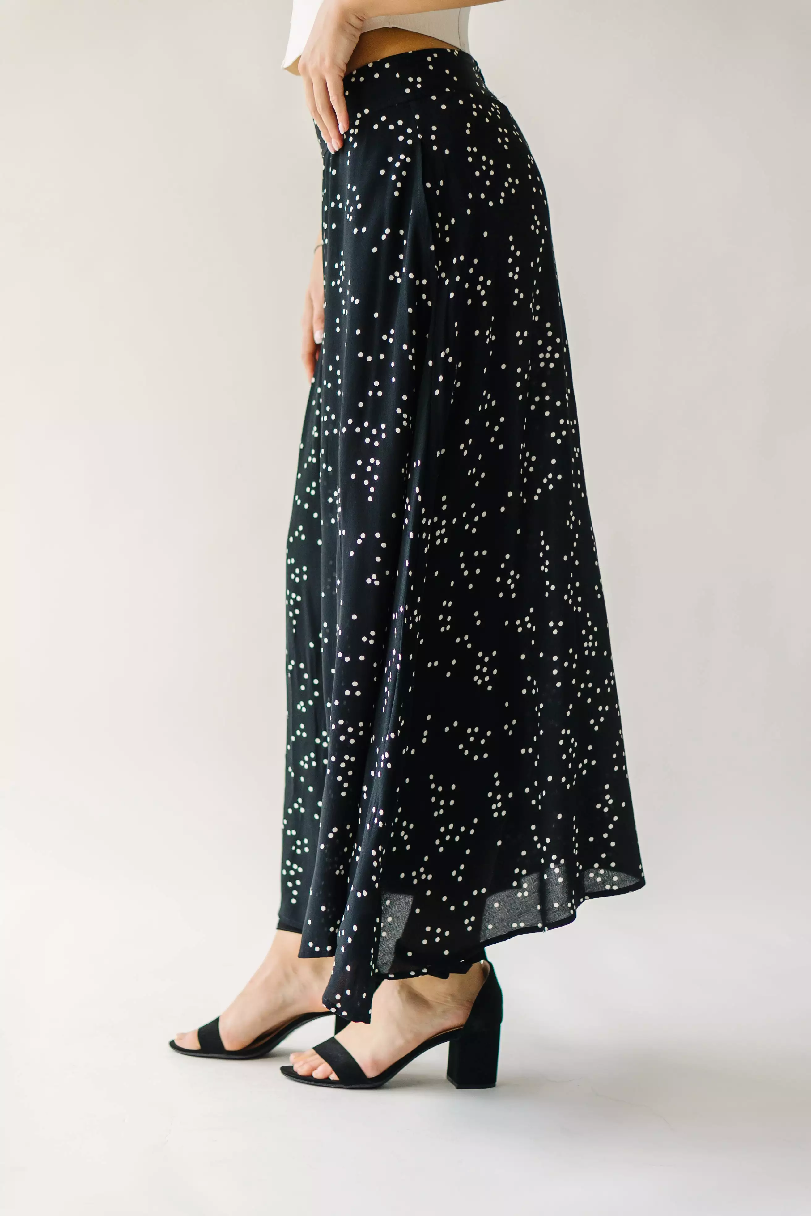 Coburg Black Polka-Dot Midi Skirt