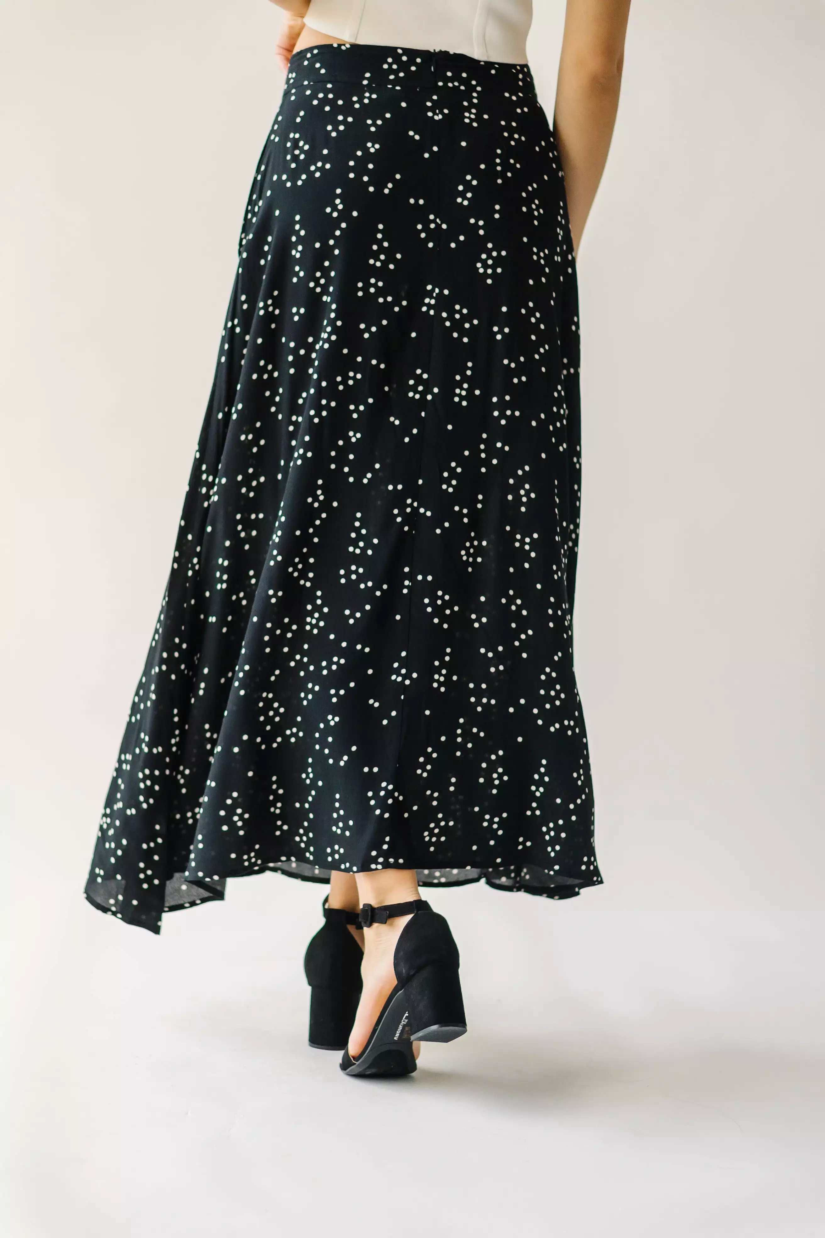 Coburg Black Polka-Dot Midi Skirt