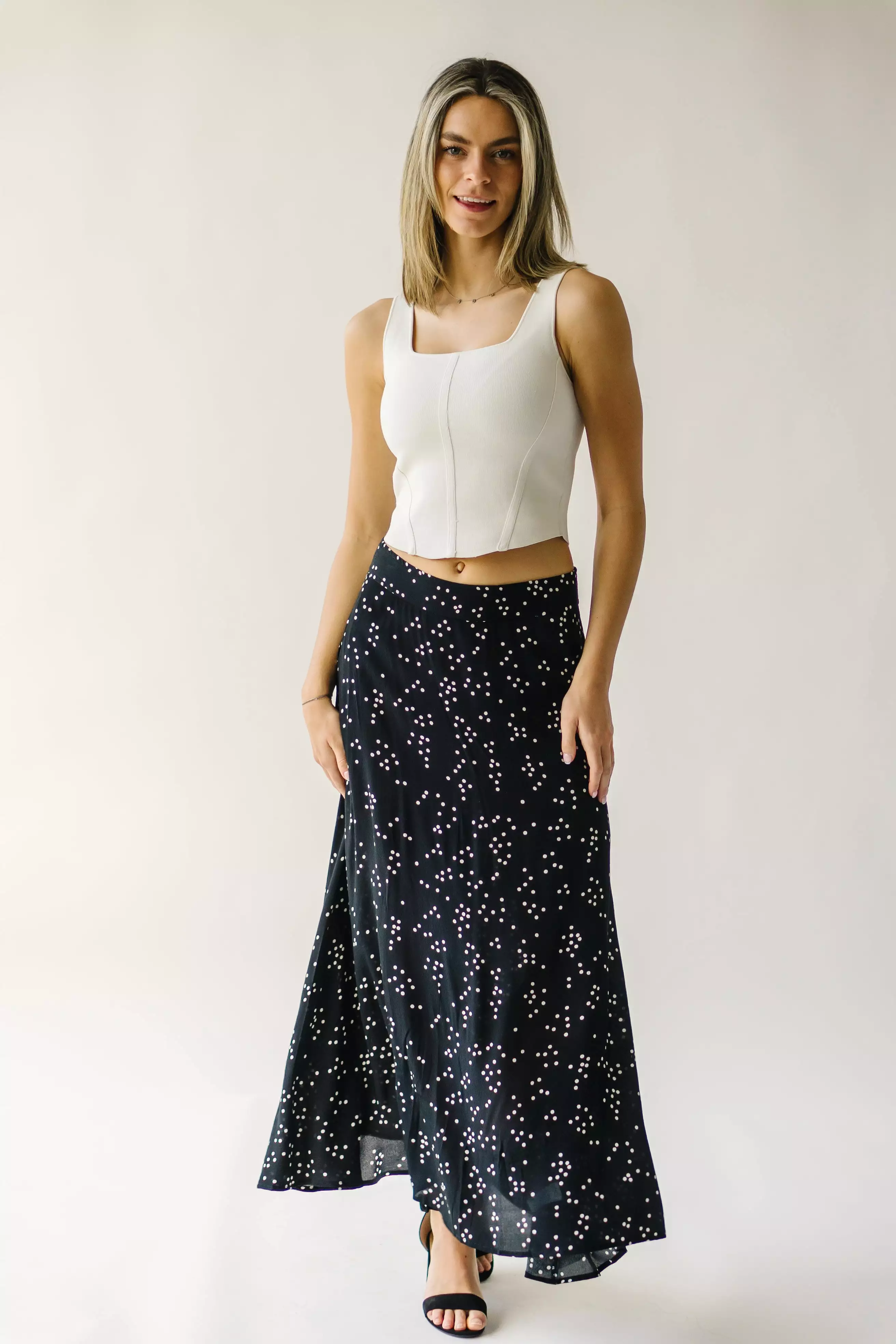 Coburg Black Polka-Dot Midi Skirt