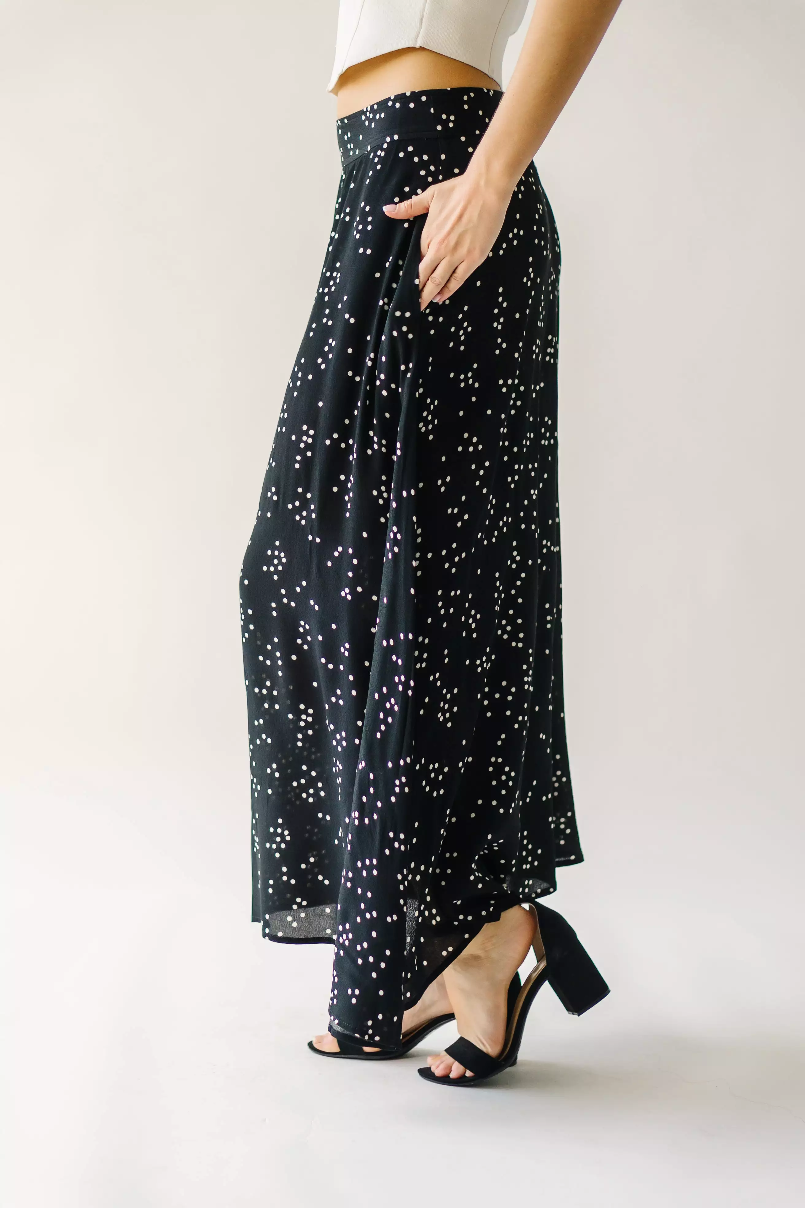 Coburg Black Polka-Dot Midi Skirt