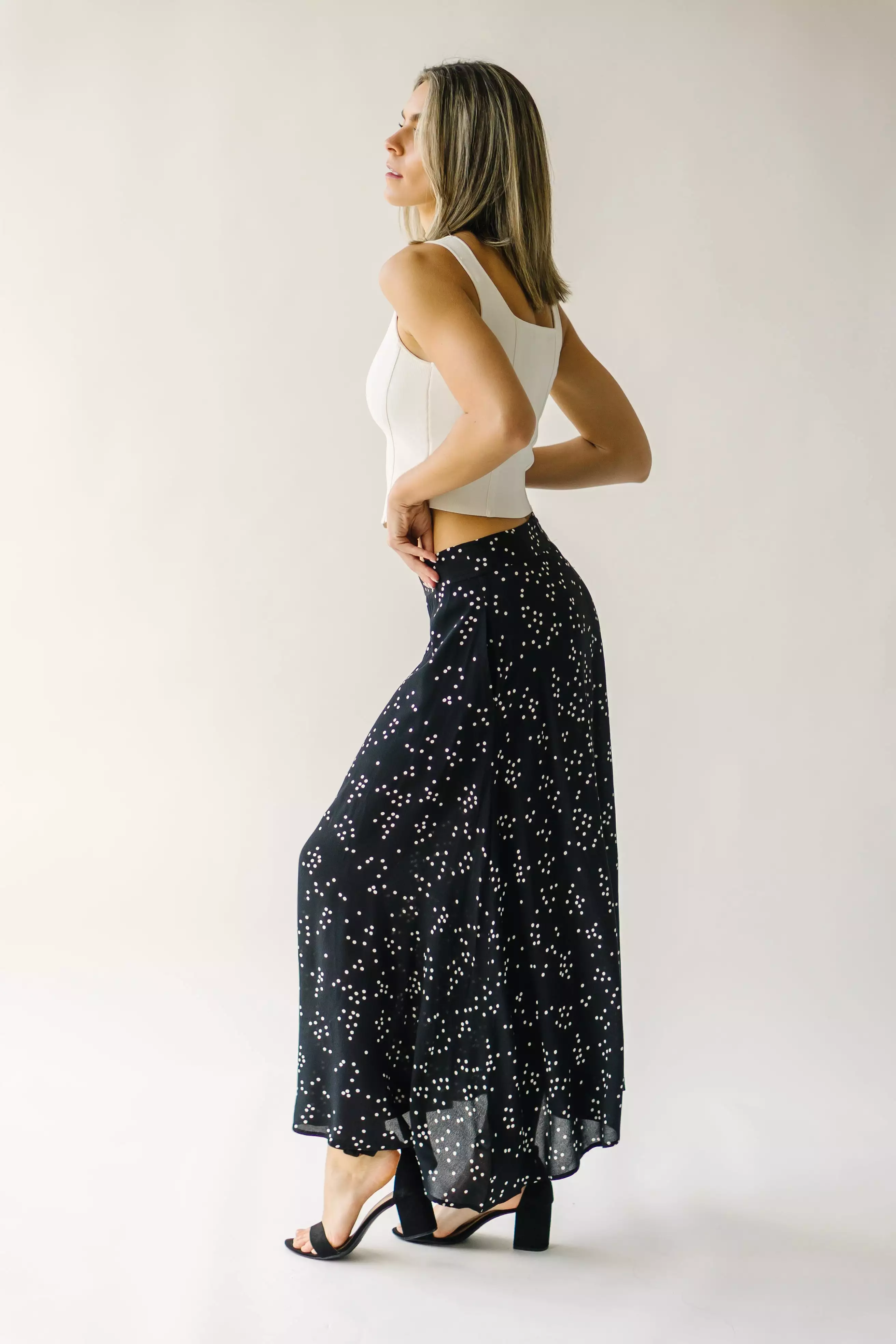 Coburg Black Polka-Dot Midi Skirt