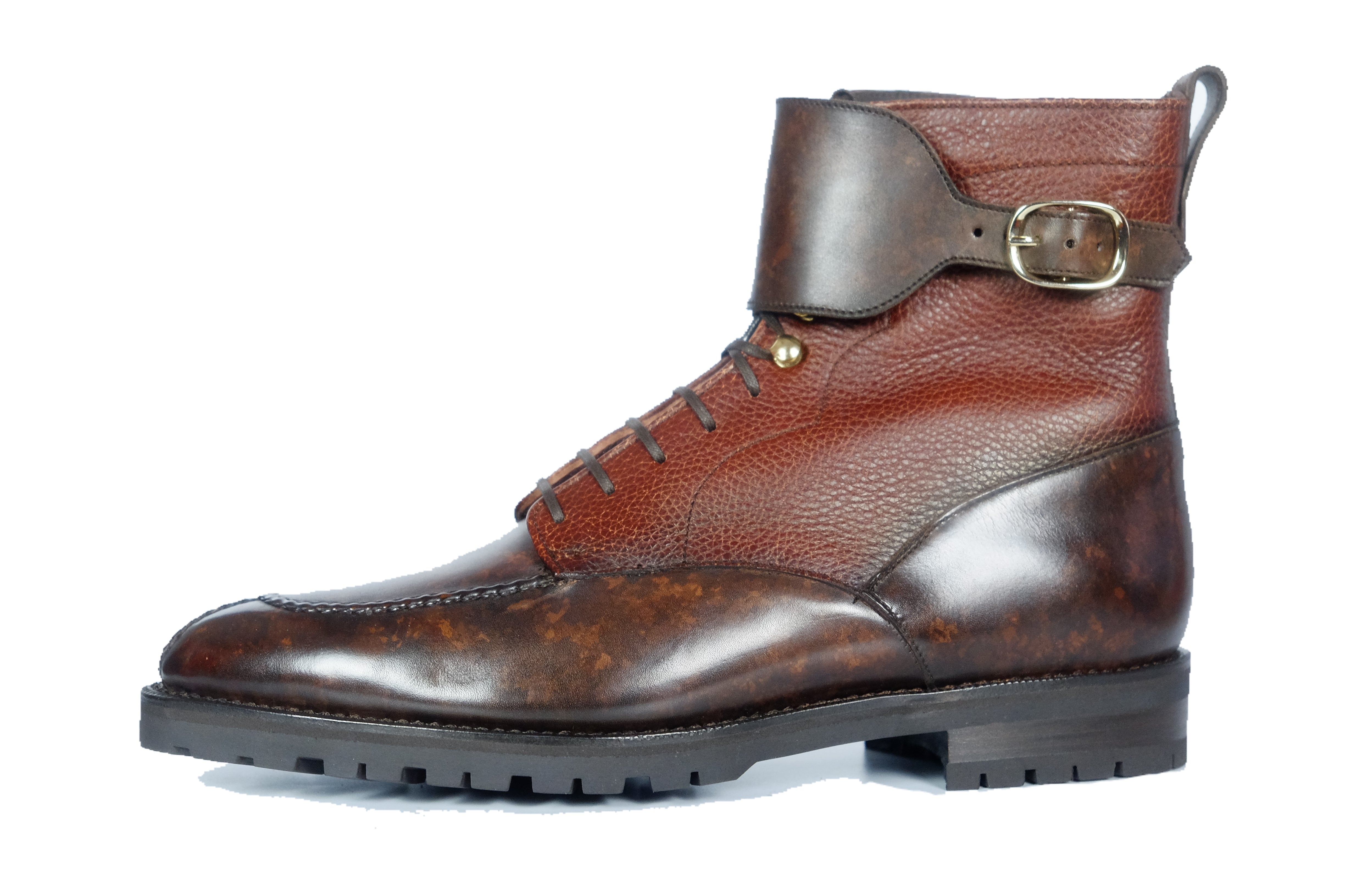 Colville MTO Dark Brown Marble Patina Chestnut Soft Hatch Grain TMG Last Commando Sole