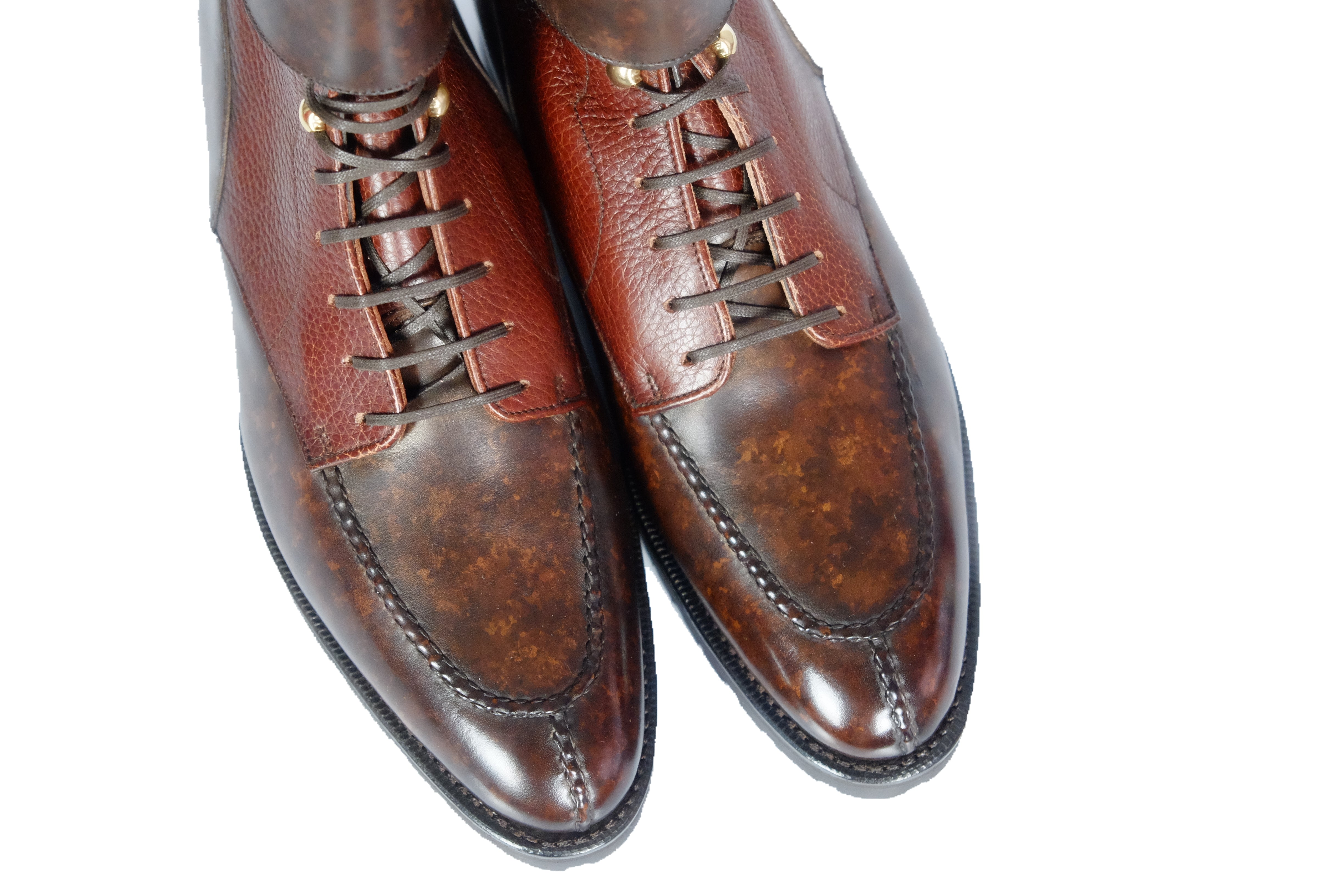 Colville MTO Dark Brown Marble Patina Chestnut Soft Hatch Grain TMG Last Commando Sole