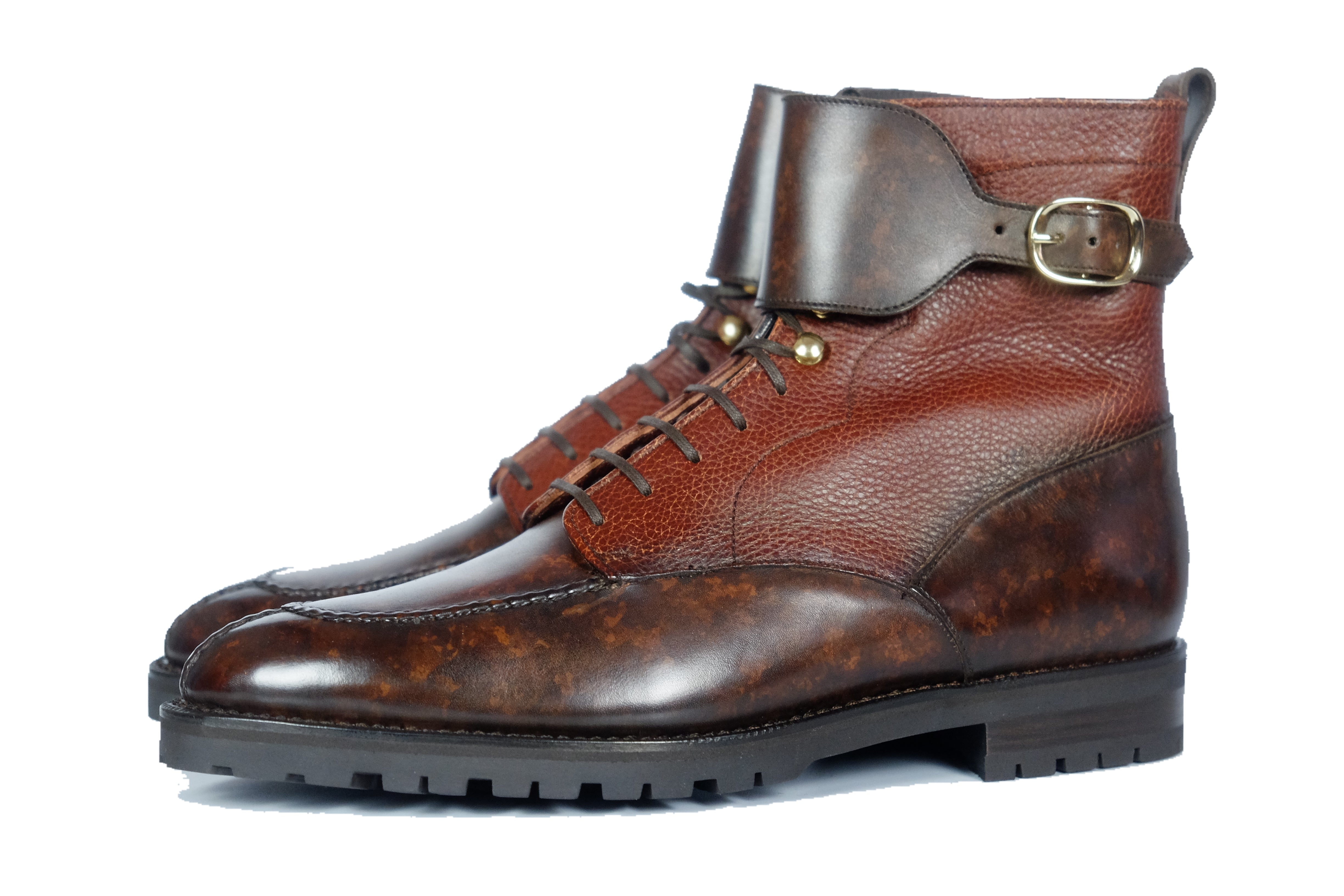 Colville MTO Dark Brown Marble Patina Chestnut Soft Hatch Grain TMG Last Commando Sole