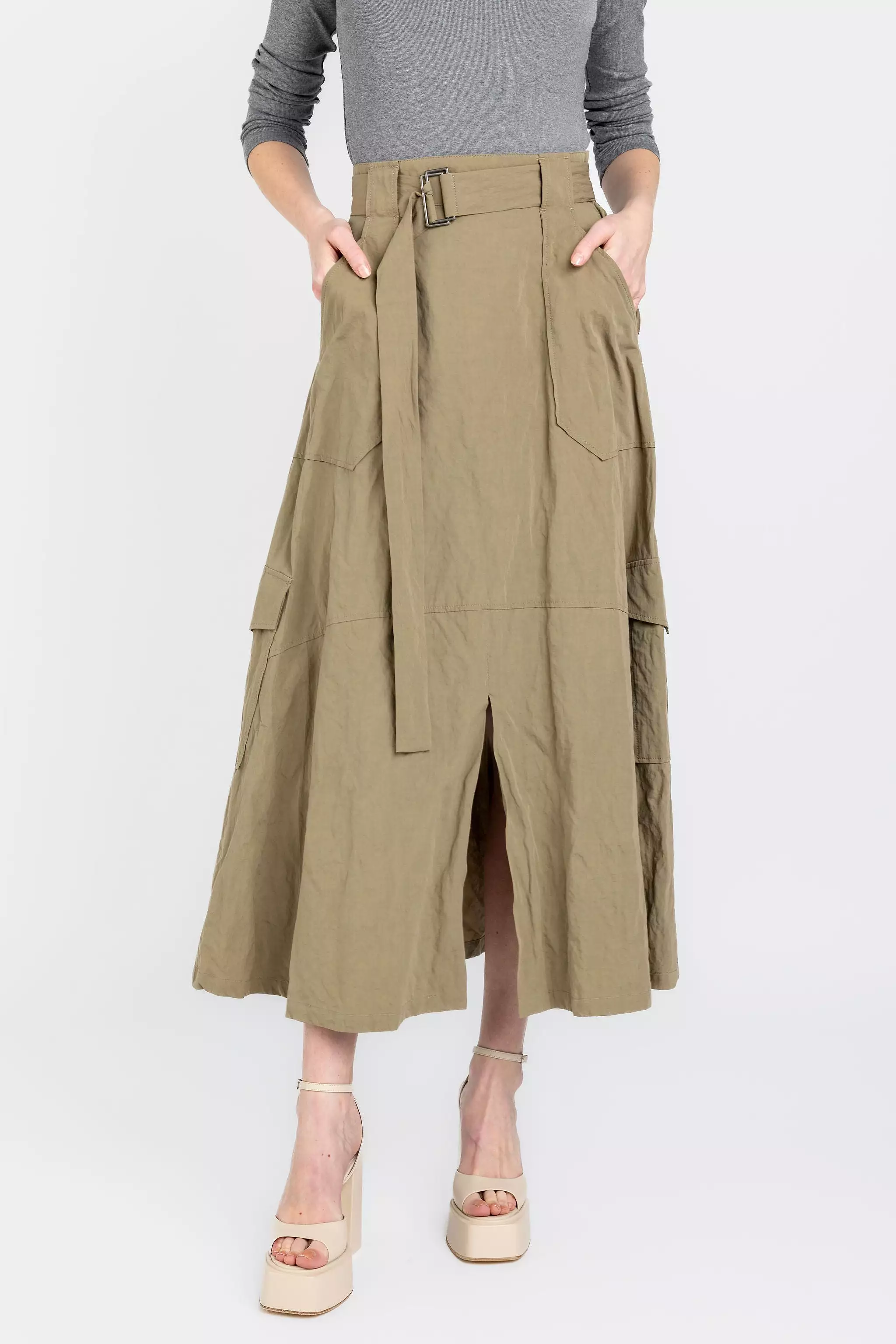 Cotton Cargo Skirt - Fango