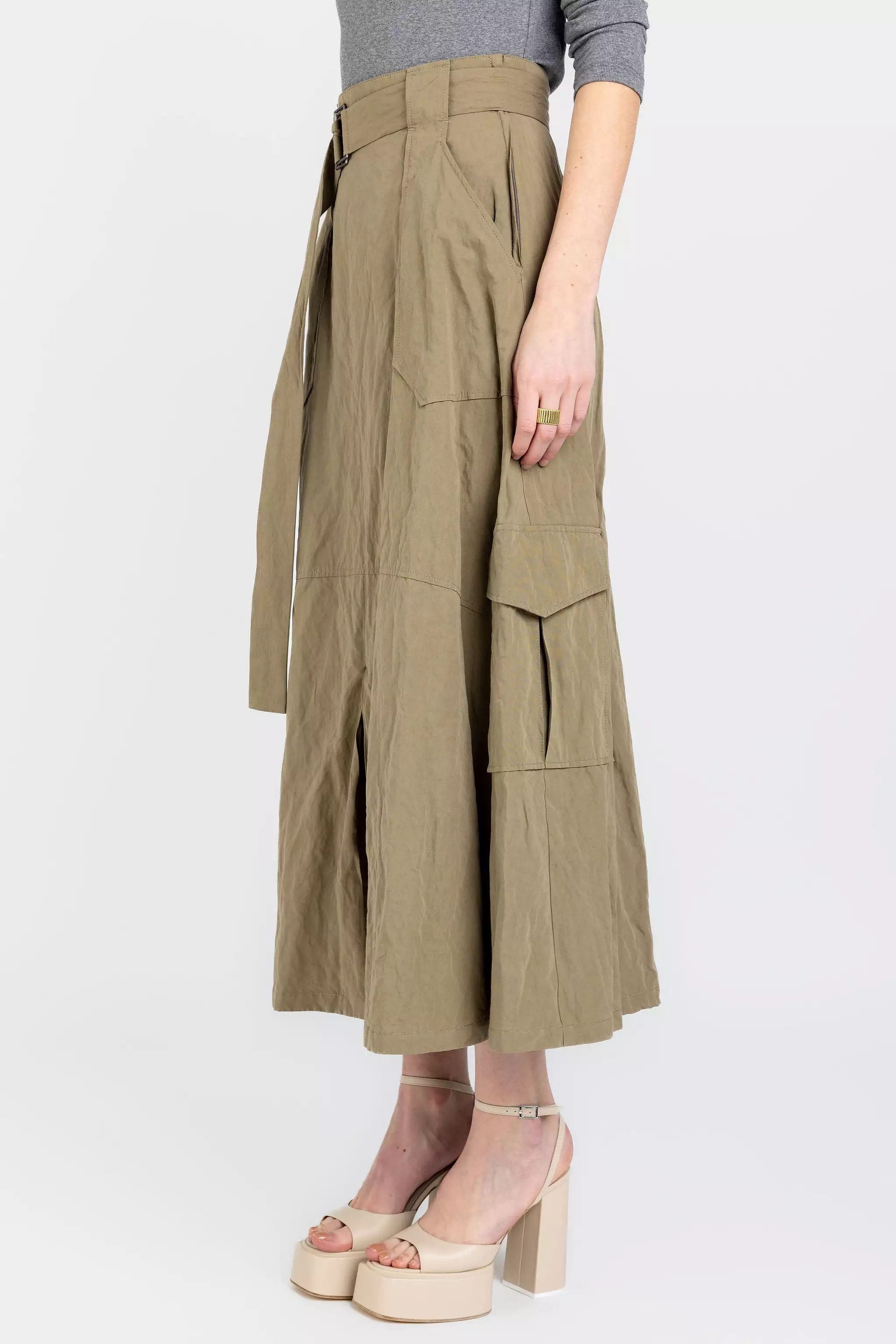 Cotton Cargo Skirt - Fango