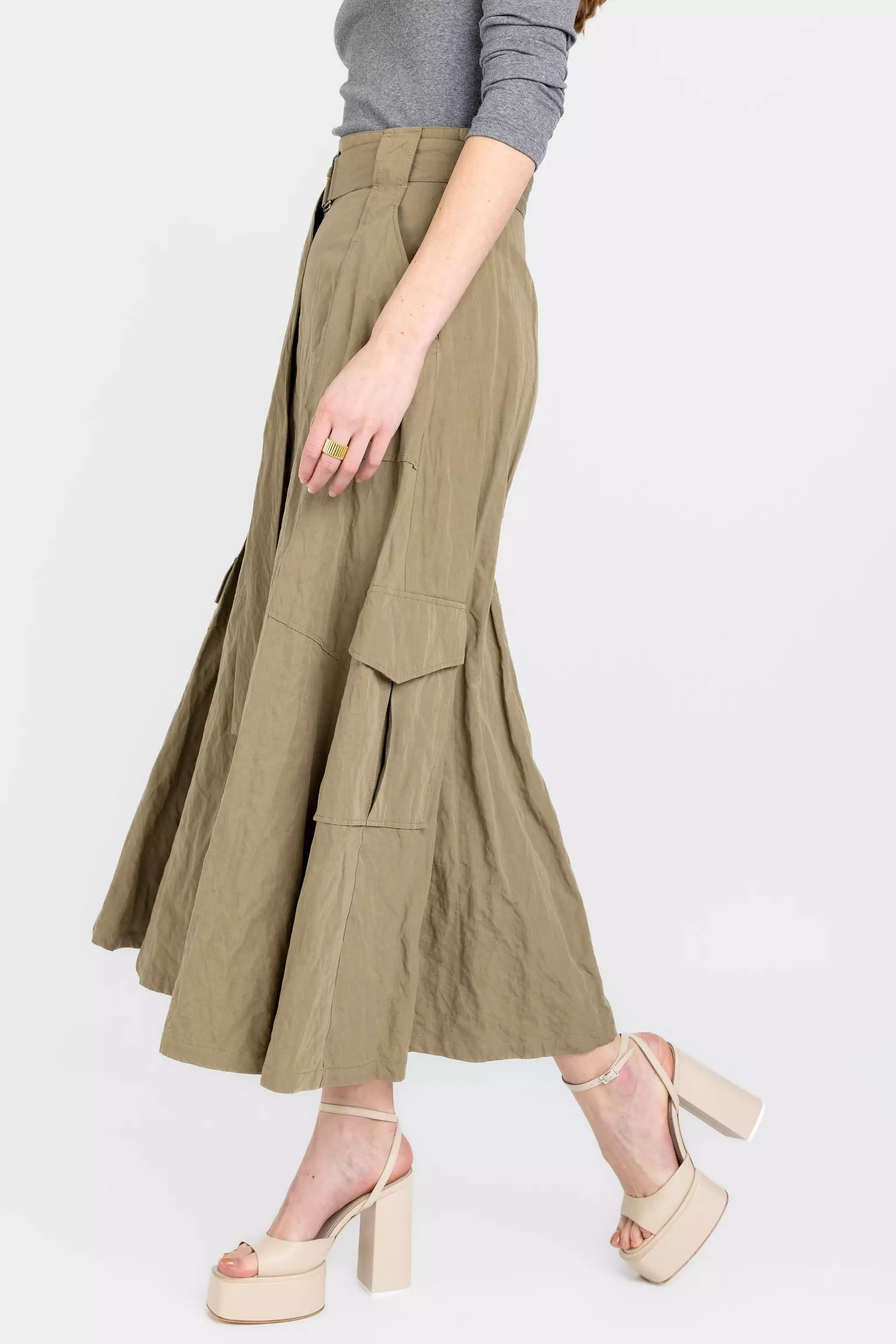 Cotton Cargo Skirt - Fango