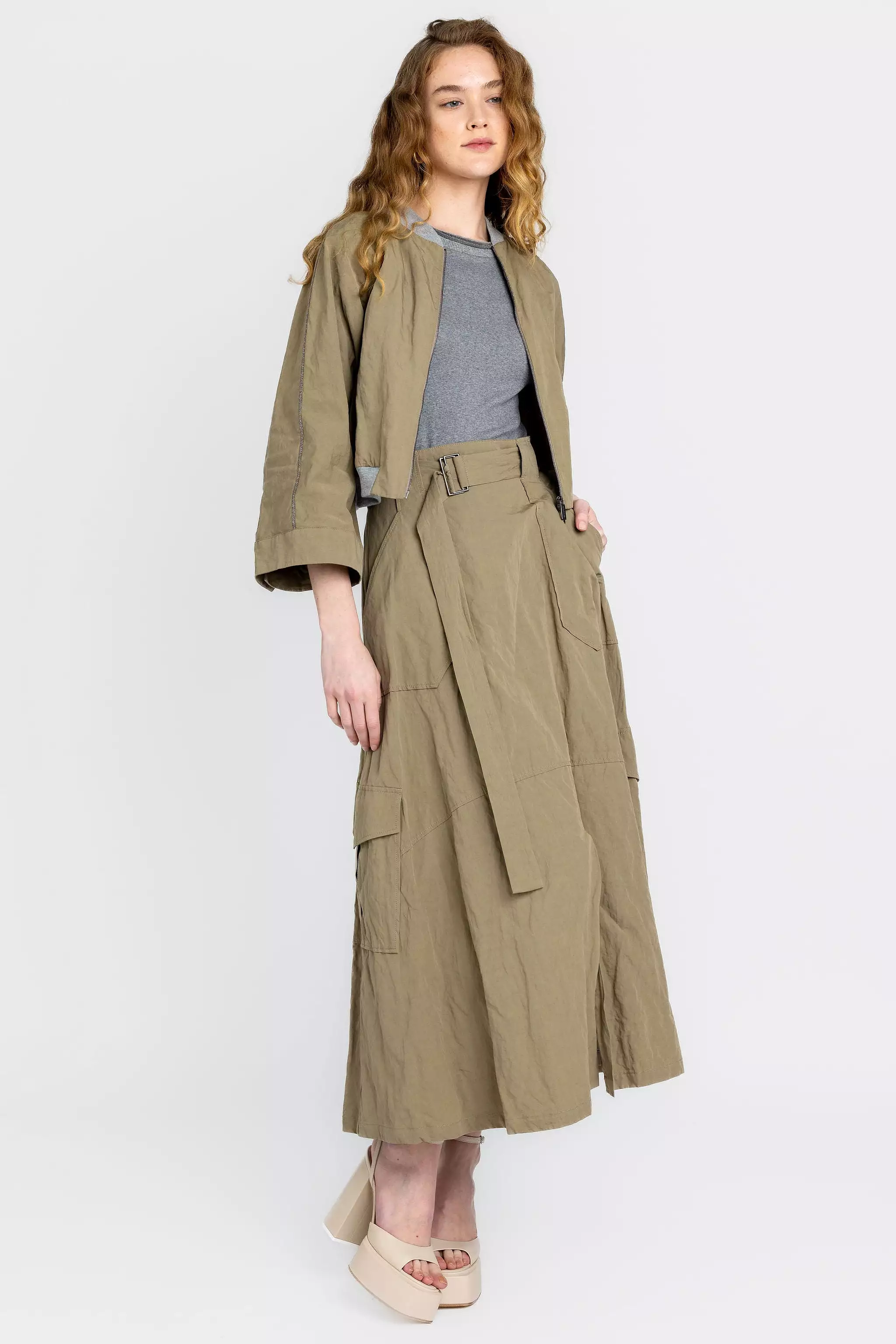 Cotton Cargo Skirt - Fango