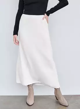 Cream Rib Bias Cut Skirt