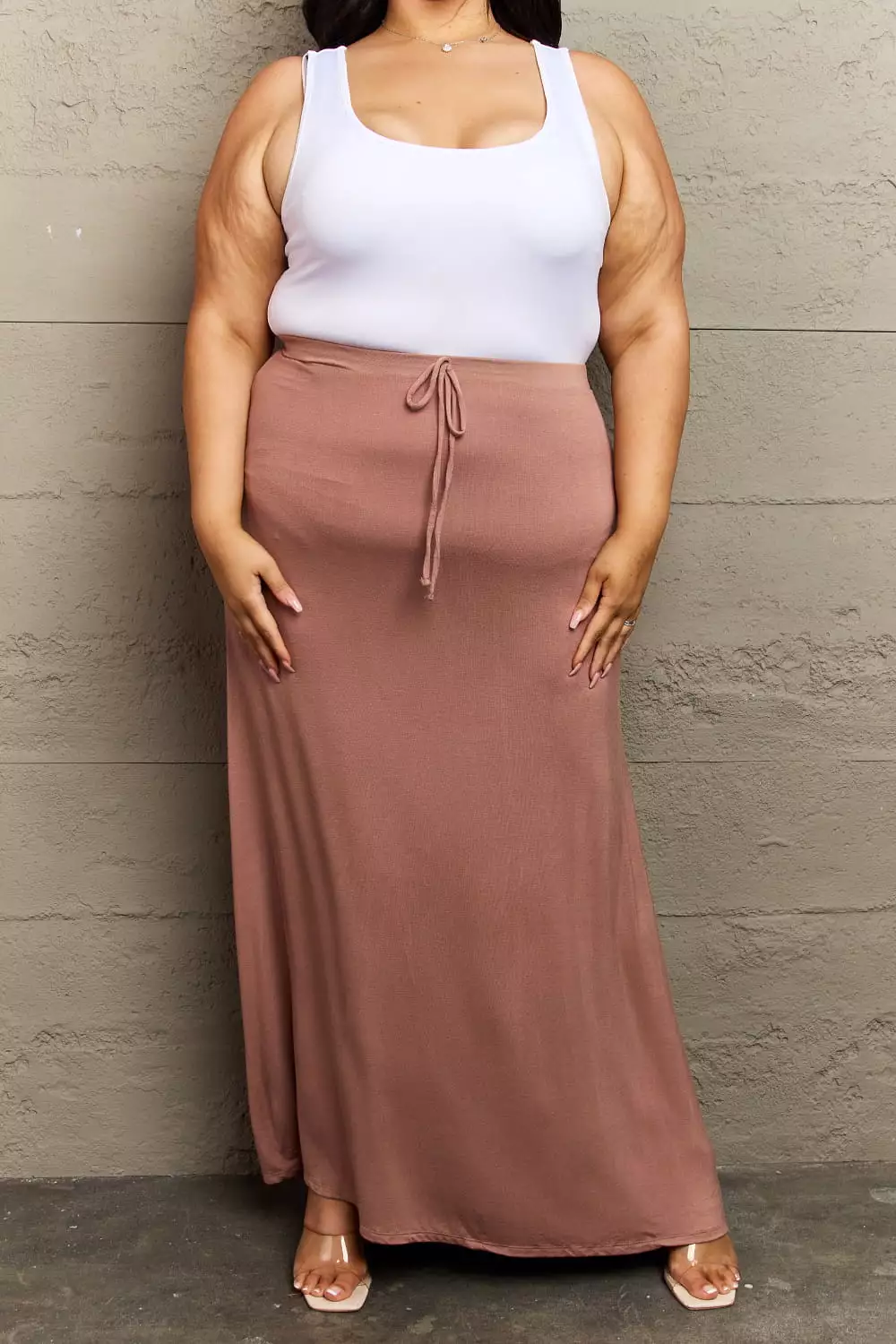 Culture Code Full Size Flare Maxi Skirt Chocolate