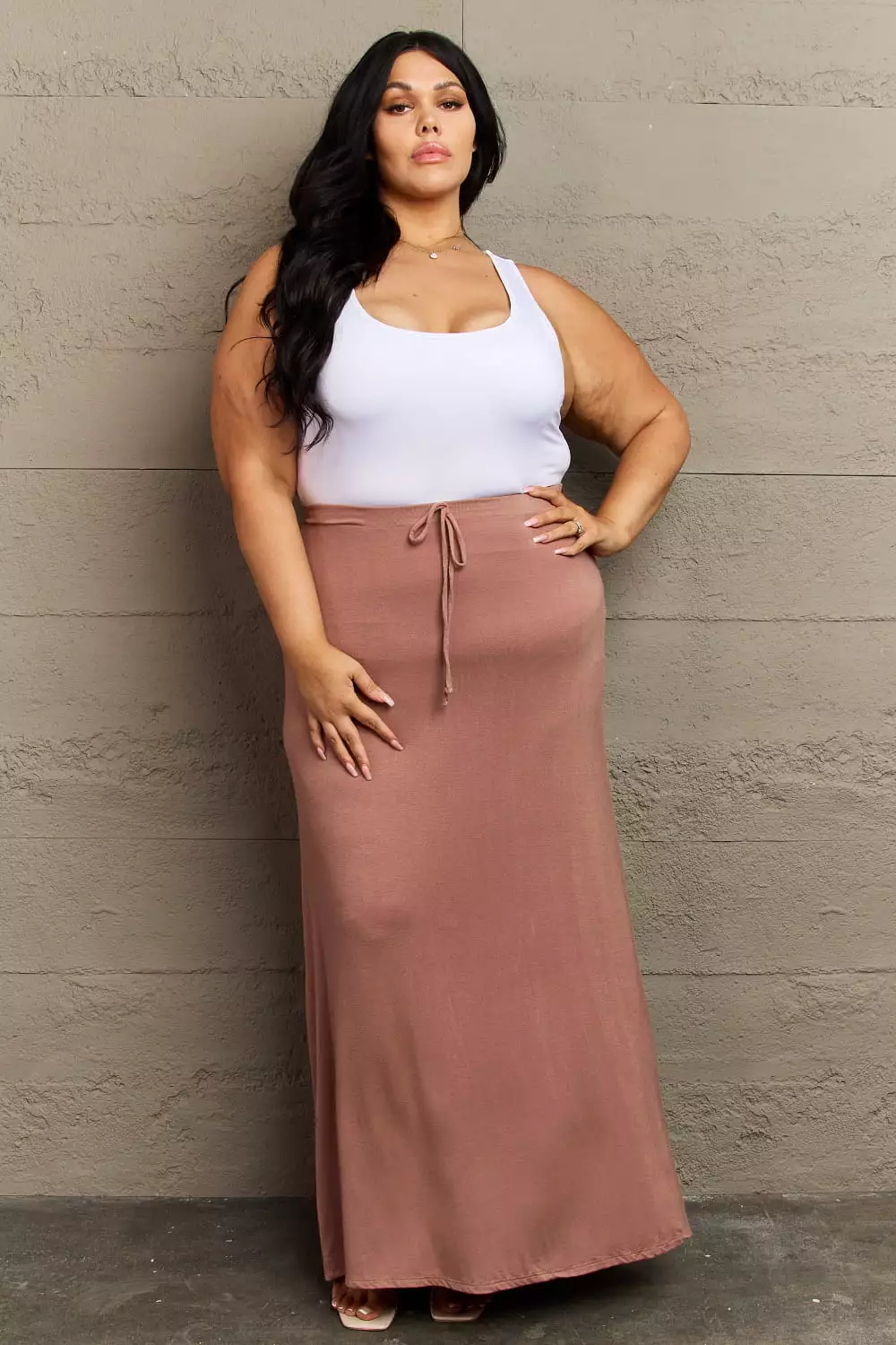 Culture Code Full Size Flare Maxi Skirt Chocolate