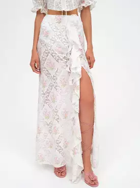 Dakota White Floral Maxi Skirt