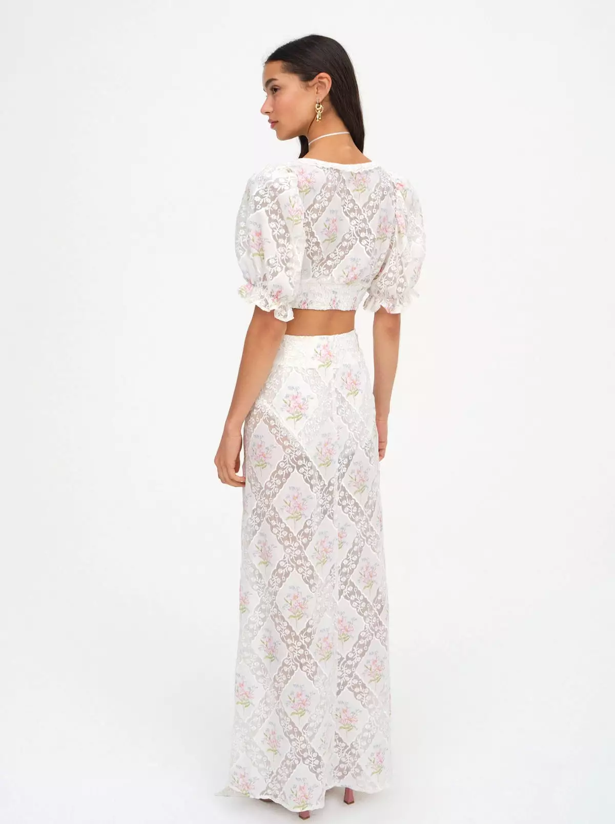 Dakota White Floral Maxi Skirt