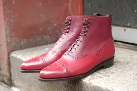 David MTO shoes - Rose Calf and Raspberry Scotch Grain combination - JKF Last - Single Leather Sole