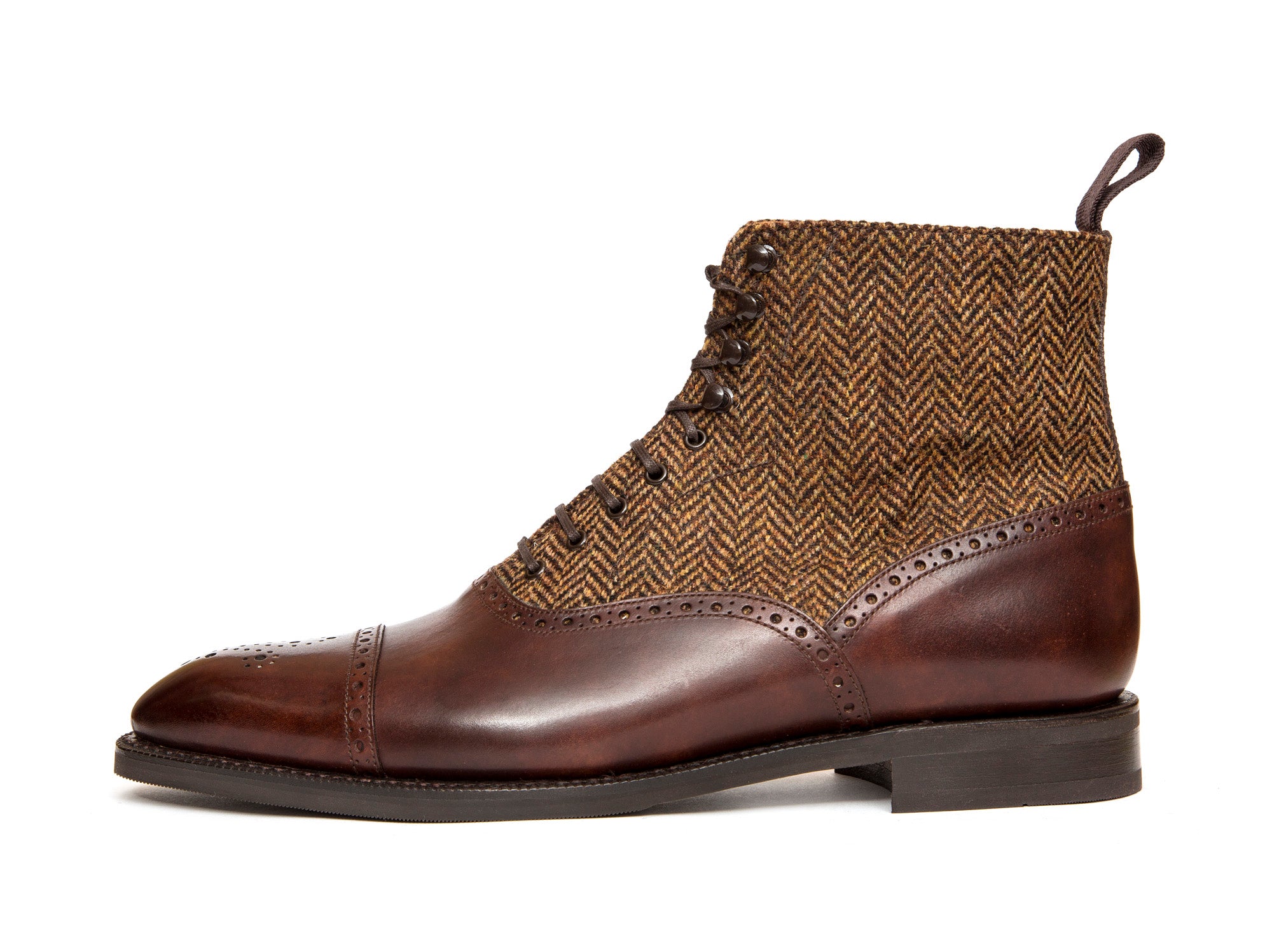 David MTO shoes - walnut museum calf with gold tweed - SEA last with double city rubber sole