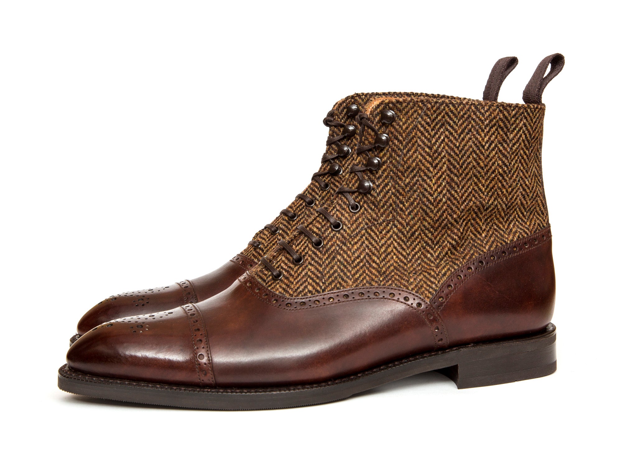 David MTO shoes - walnut museum calf with gold tweed - SEA last with double city rubber sole