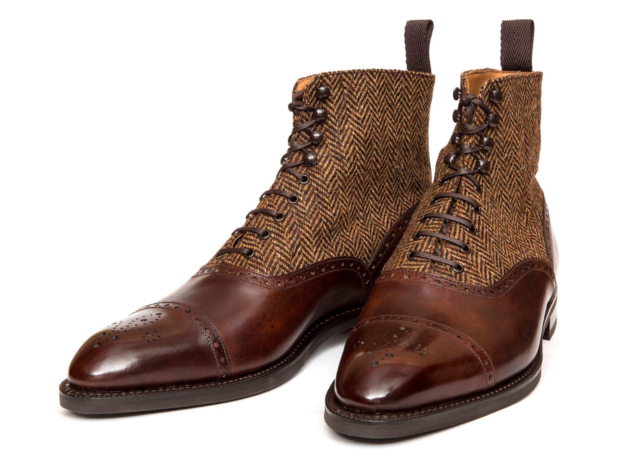 David MTO shoes - walnut museum calf with gold tweed - SEA last with double city rubber sole