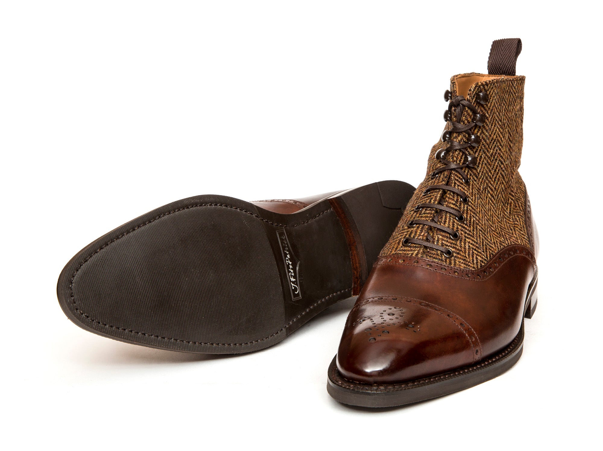 David MTO shoes - walnut museum calf with gold tweed - SEA last with double city rubber sole