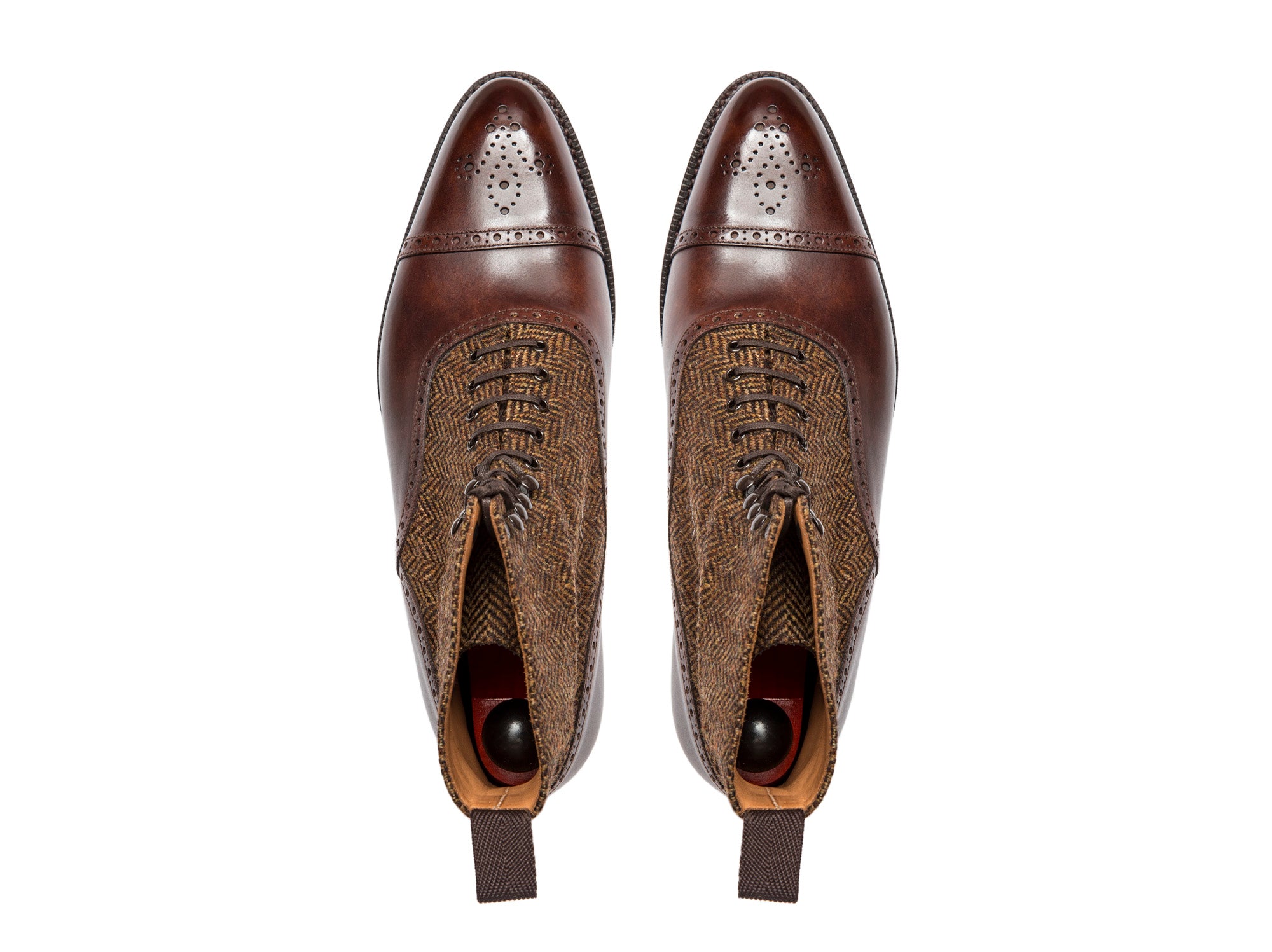 David MTO shoes - walnut museum calf with gold tweed - SEA last with double city rubber sole