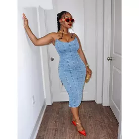 Denim bodycon dress - strapless