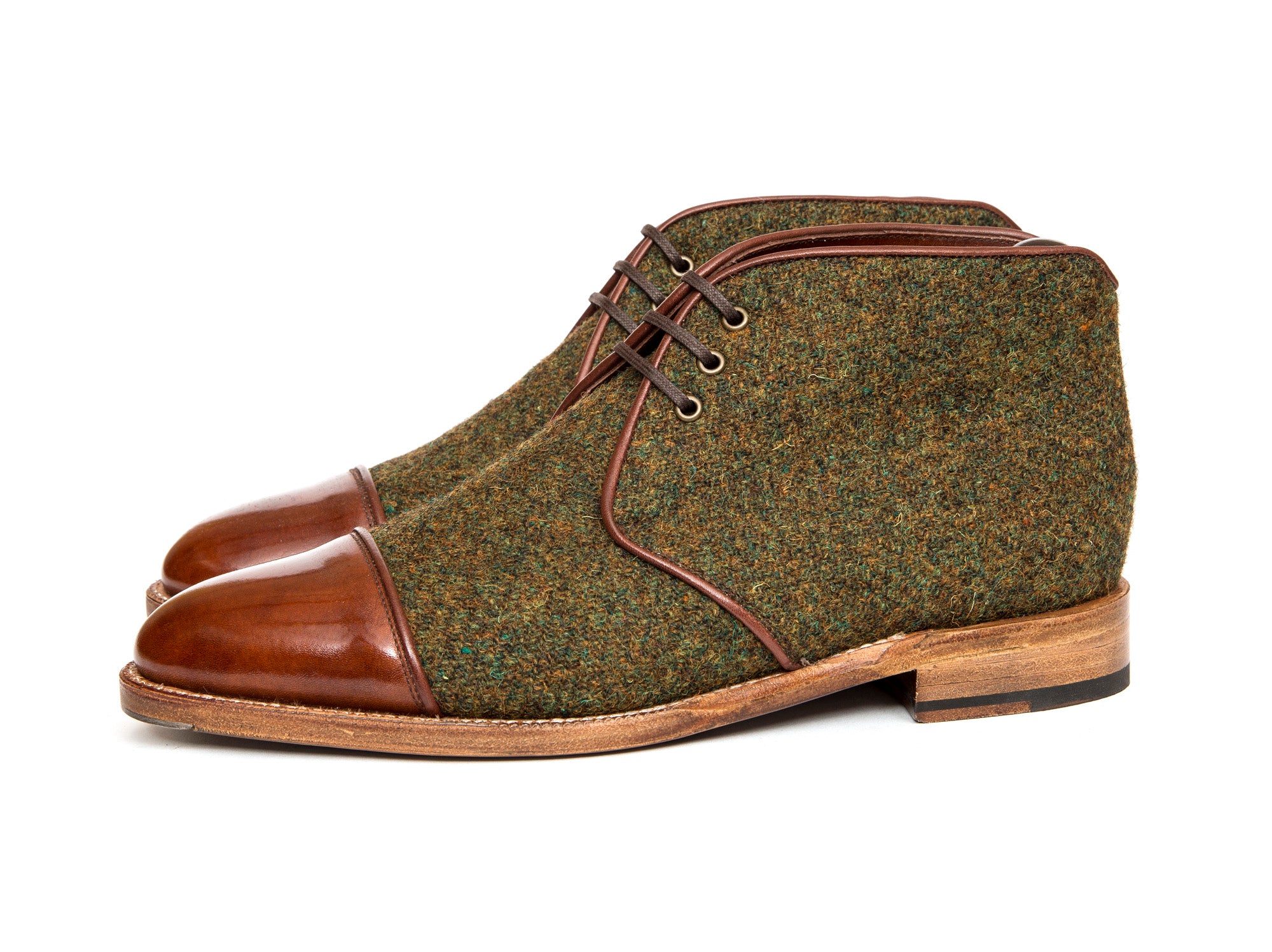 Des Moines - MTO - Mustard Tweed / Gold Museum Calf - TMG Last - Natural Single Leather Sole - Buy now.