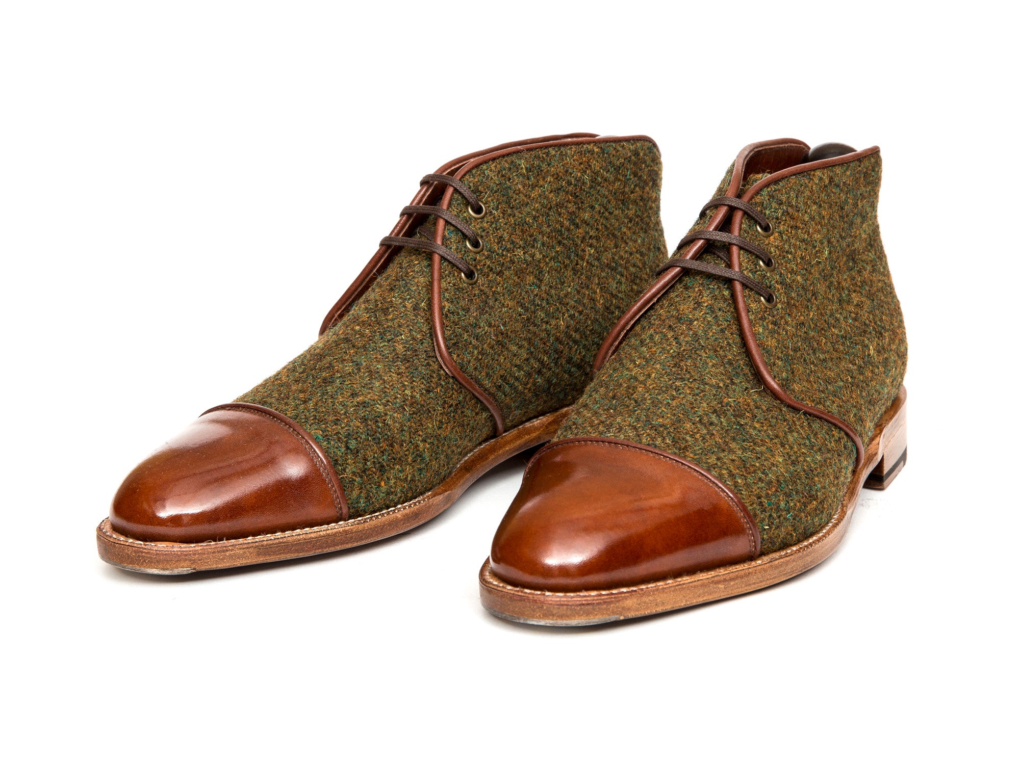 Des Moines - MTO - Mustard Tweed / Gold Museum Calf - TMG Last - Natural Single Leather Sole - Buy now.