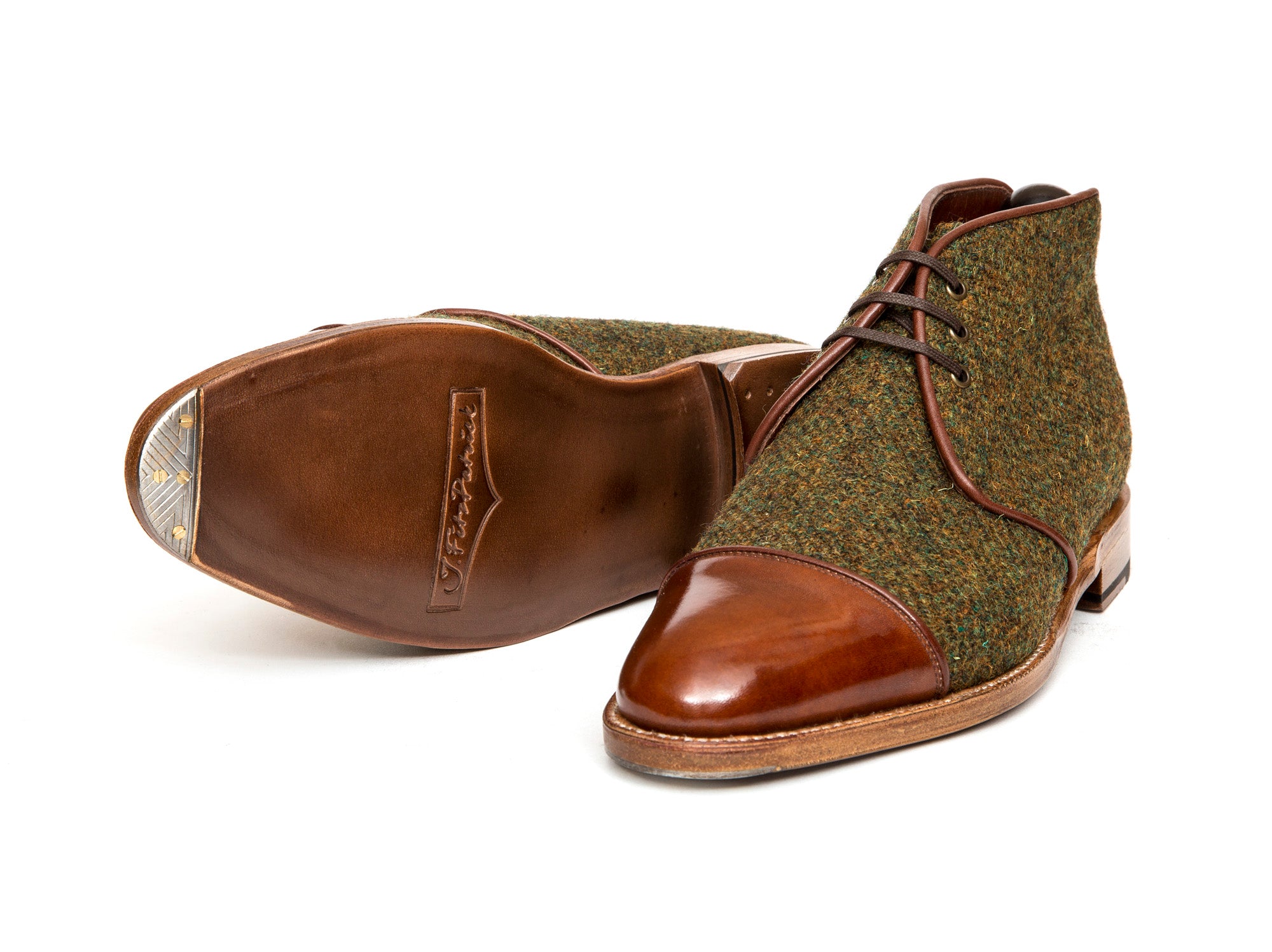 Des Moines - MTO - Mustard Tweed / Gold Museum Calf - TMG Last - Natural Single Leather Sole - Buy now.