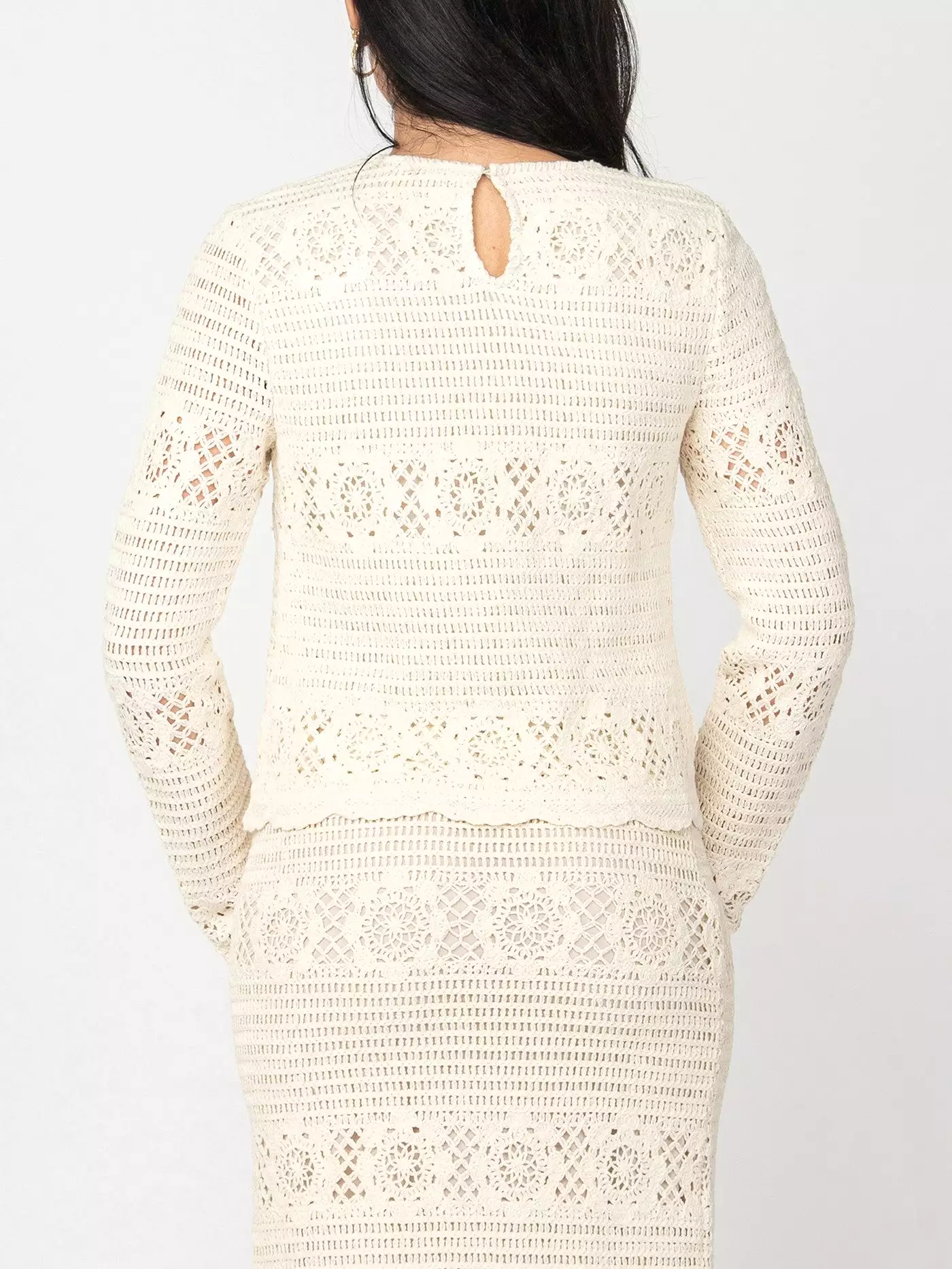 DEX Crochet Long Sleeve Top and Midi Skirt Set - Shop Now