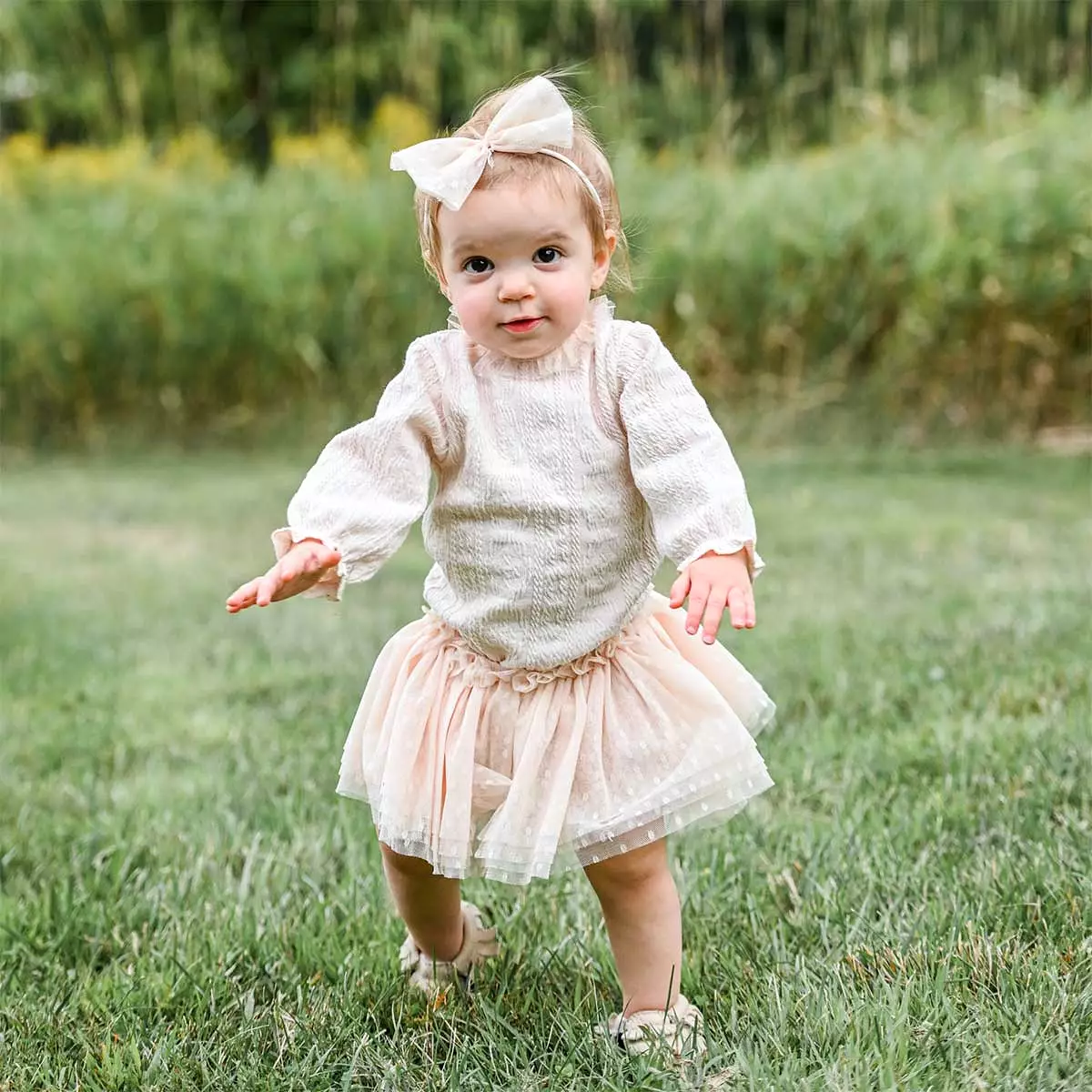 Dotted Mesh Frill Tutu Skirt - Natural, perfect for babies!