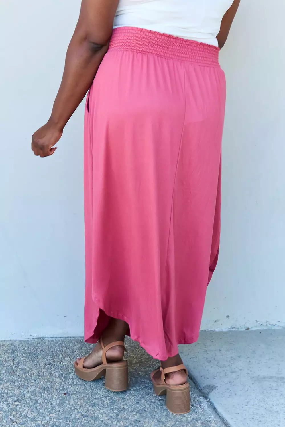 Double Comfort Princess Maxi Skirt High Waist Hot Pink Scoop Hem