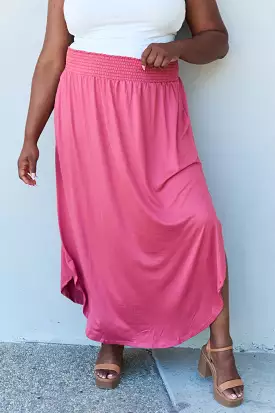 Double Comfort Princess Maxi Skirt High Waist Hot Pink Scoop Hem