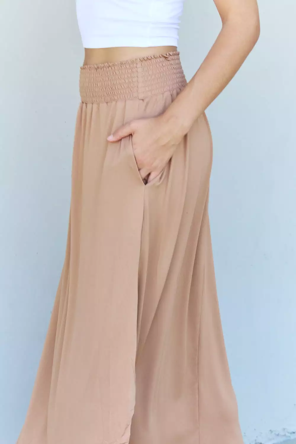 Doublju Princess High Waist Maxi Skirt in Tan