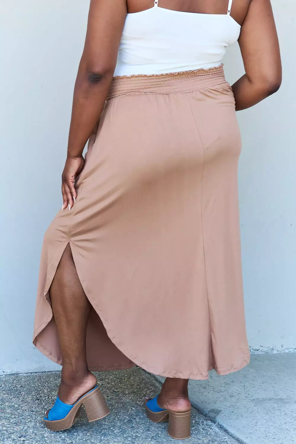 Doublju Princess High Waist Maxi Skirt in Tan