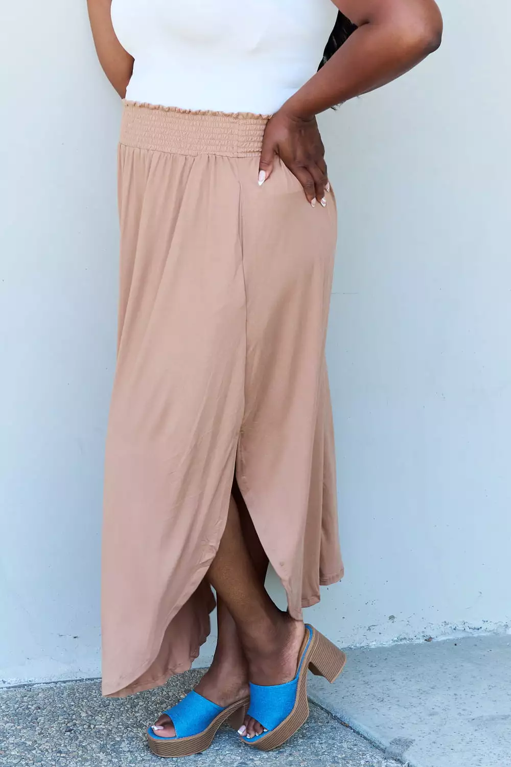 Doublju Princess High Waist Maxi Skirt in Tan