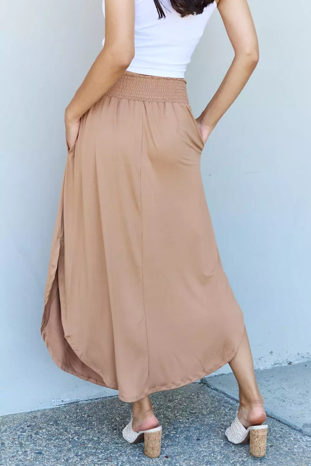 Doublju Princess High Waist Maxi Skirt in Tan