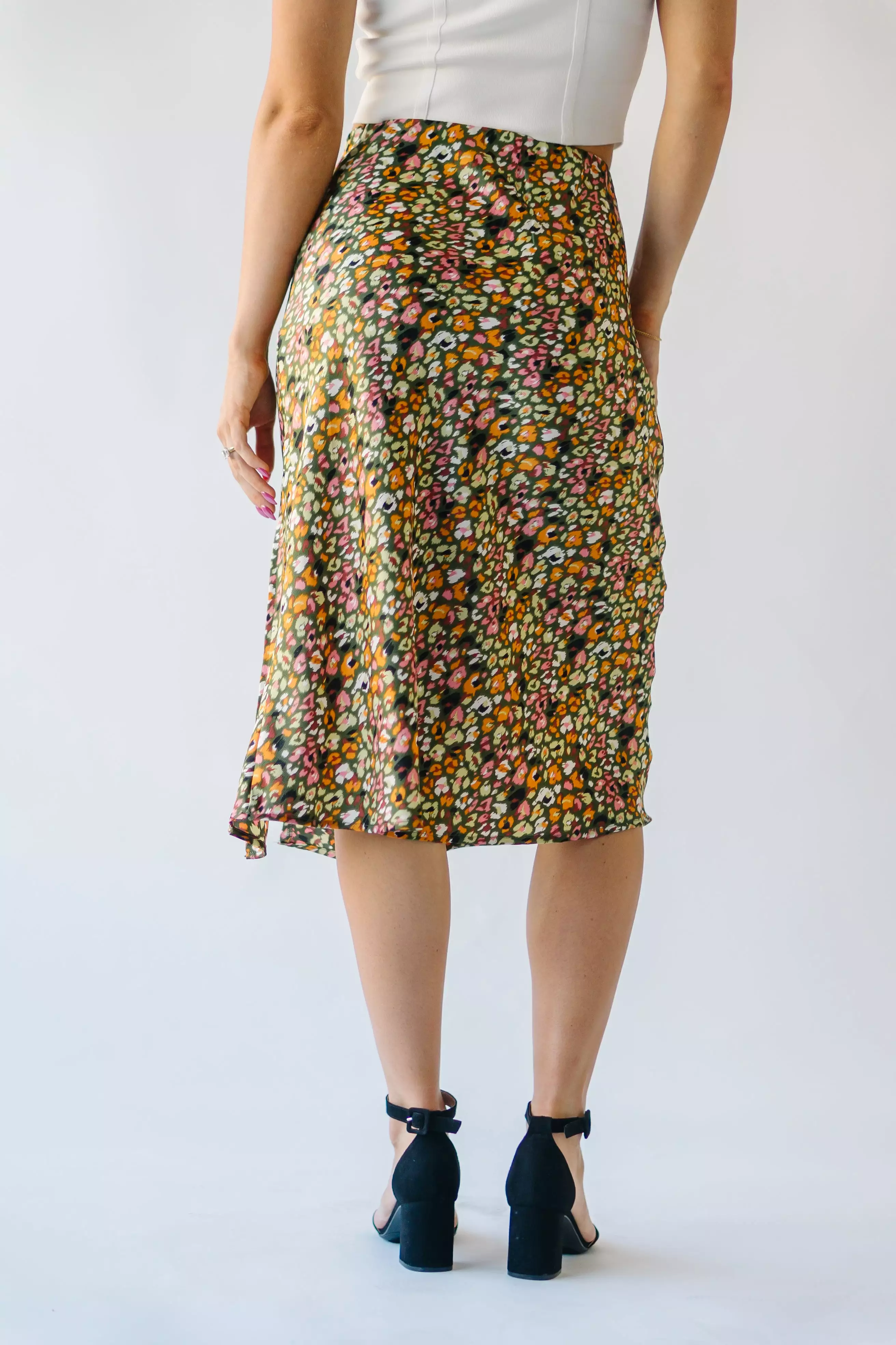 Durand Olive Satin Skirt