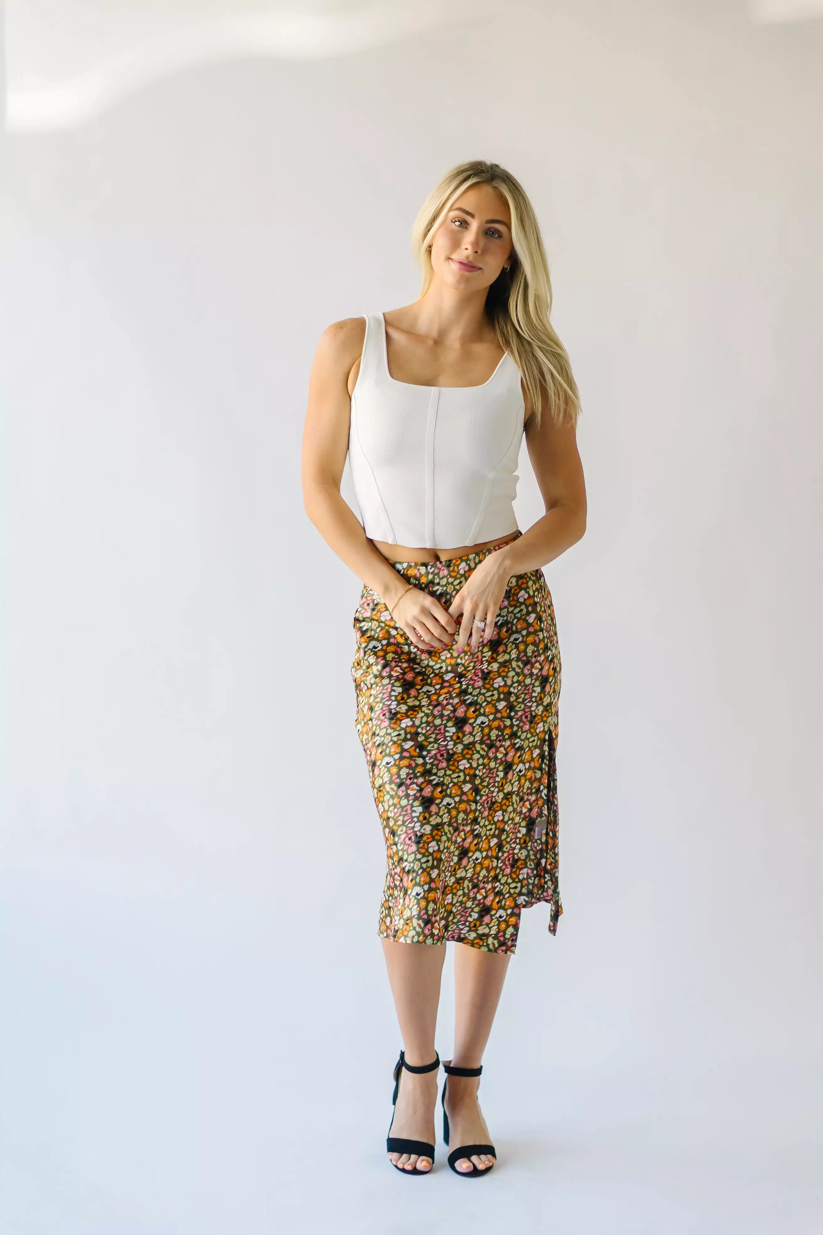 Durand Olive Satin Skirt