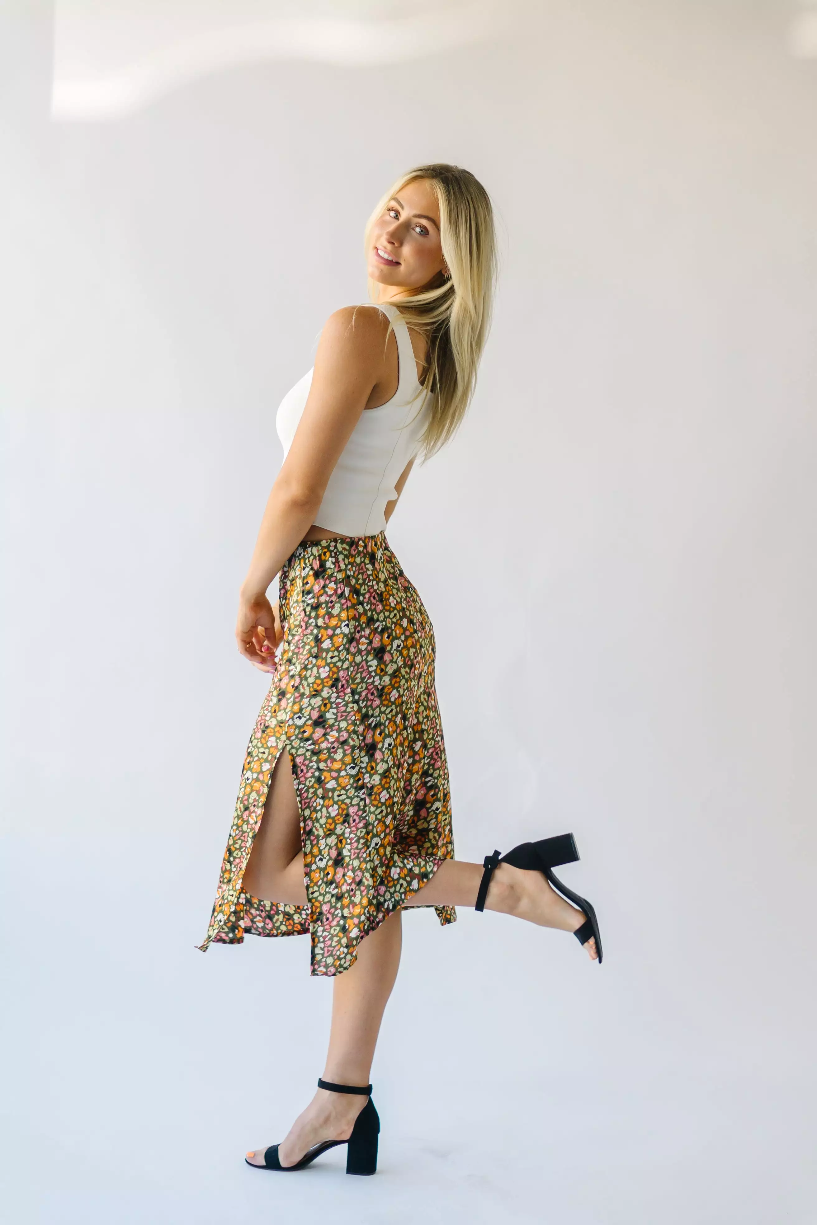 Durand Olive Satin Skirt