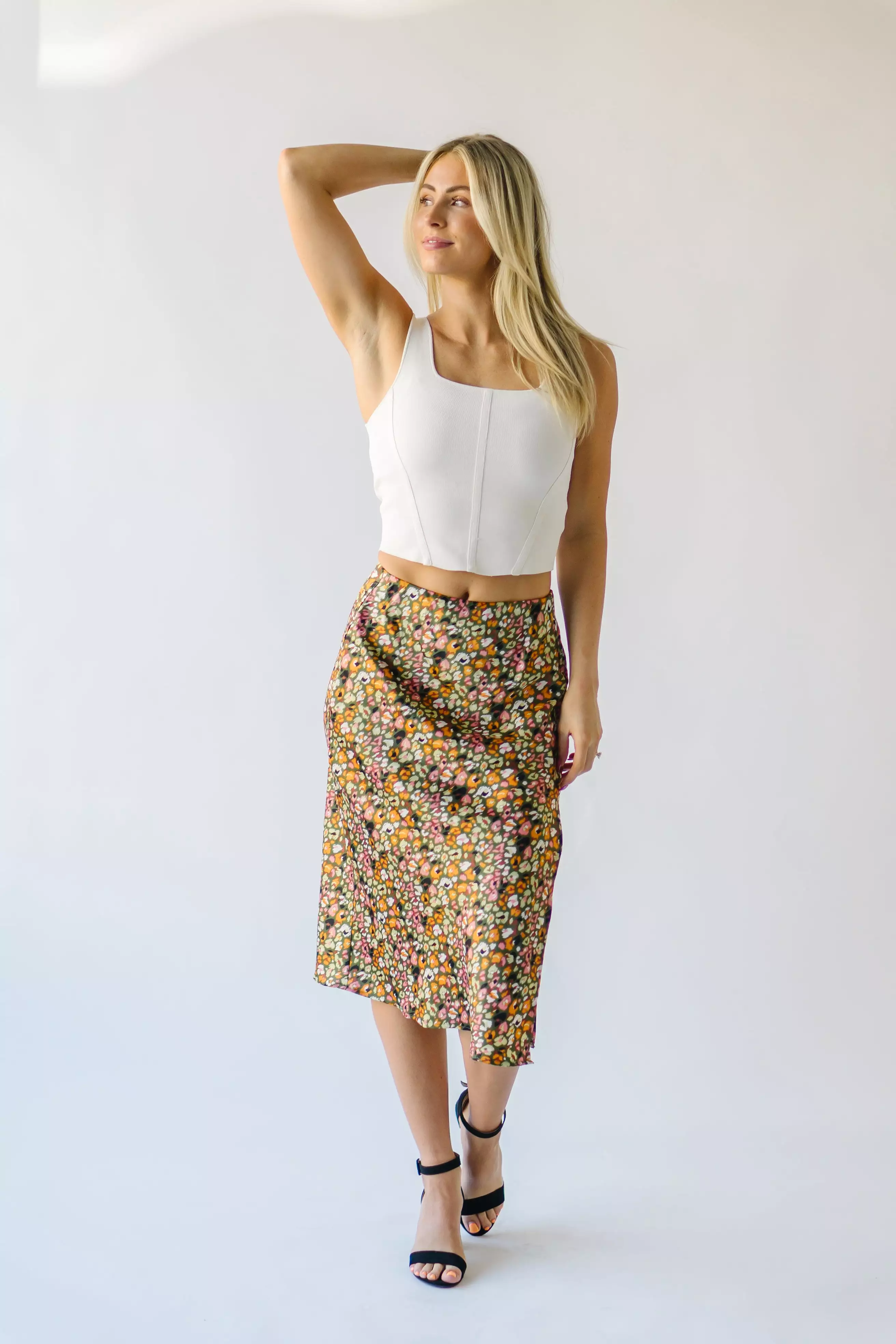 Durand Olive Satin Skirt