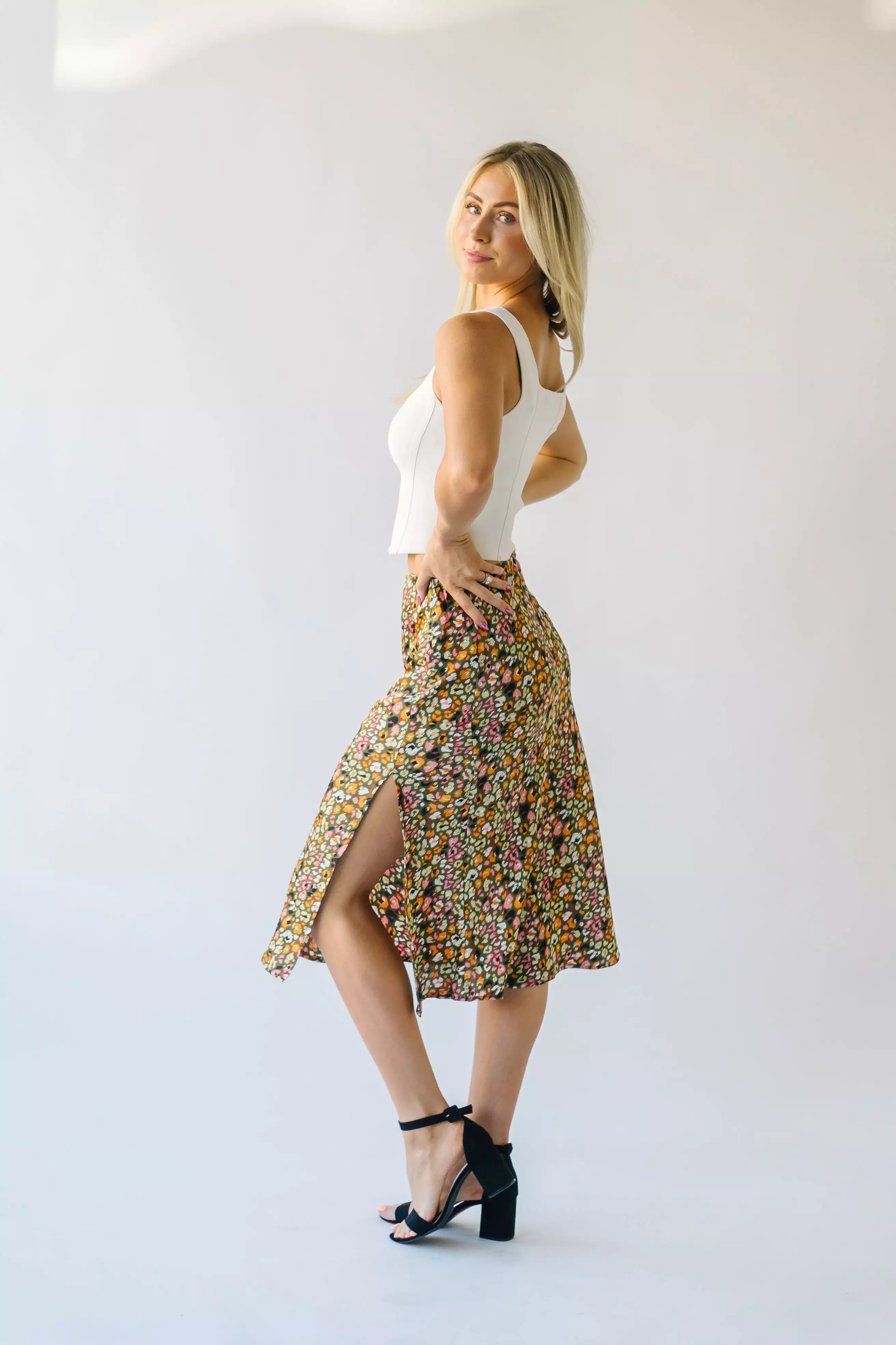 Durand Olive Satin Skirt