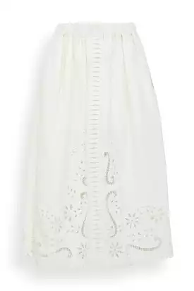 Embroidered White Skirt