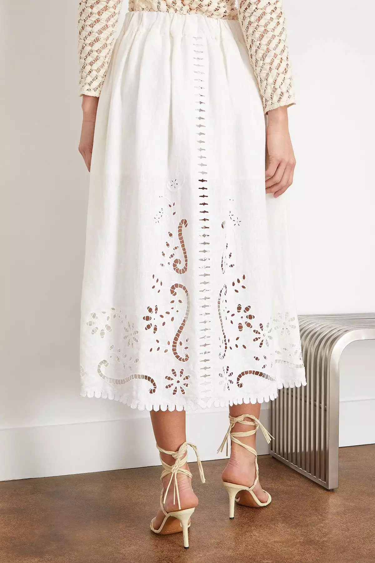 Embroidered White Skirt