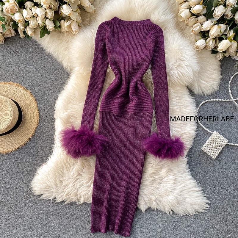 Falaq Naaz knitted bodycon dress, V neck design