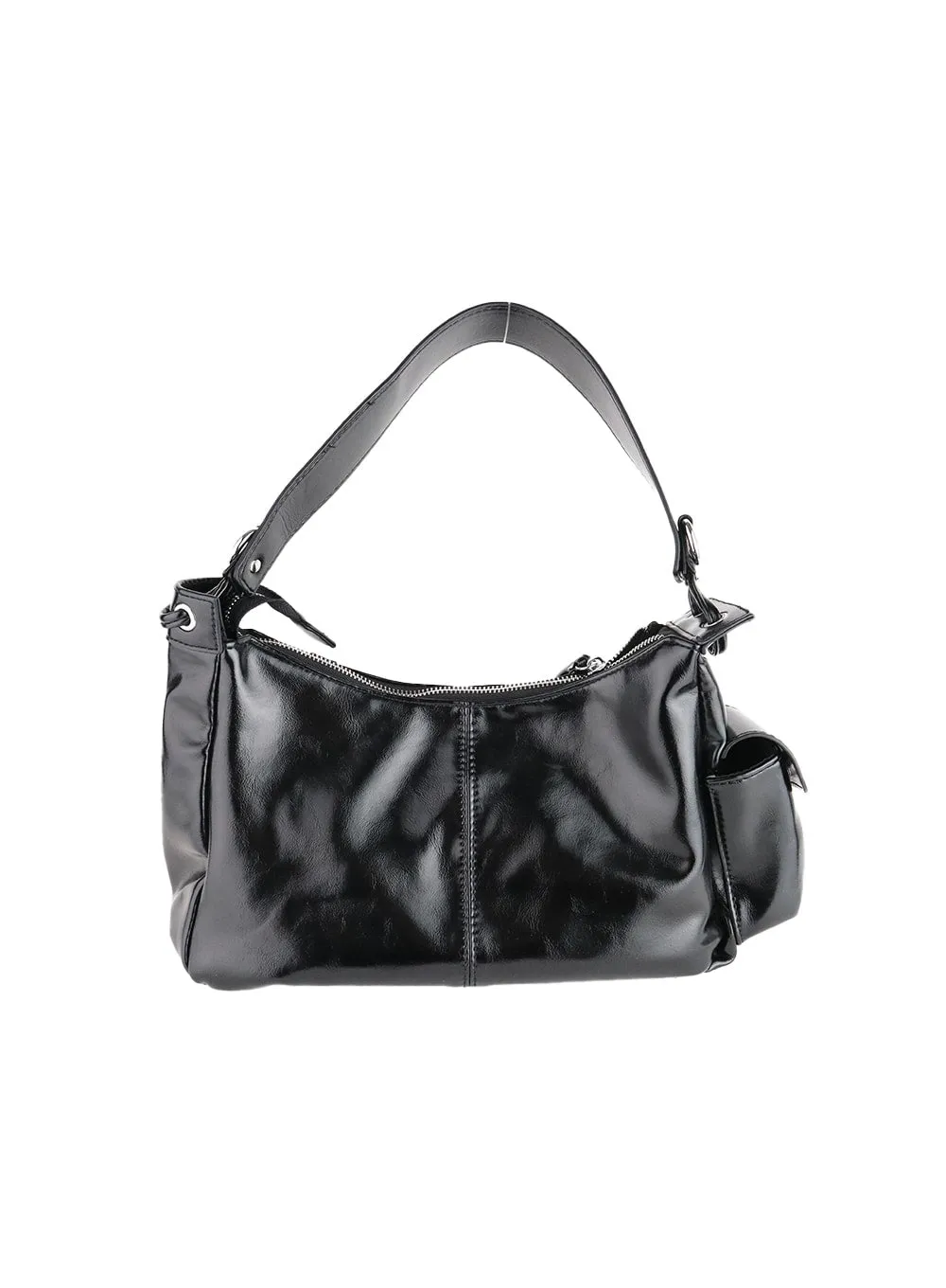 Faux Leather Pocket Shoulder Bag - CM408