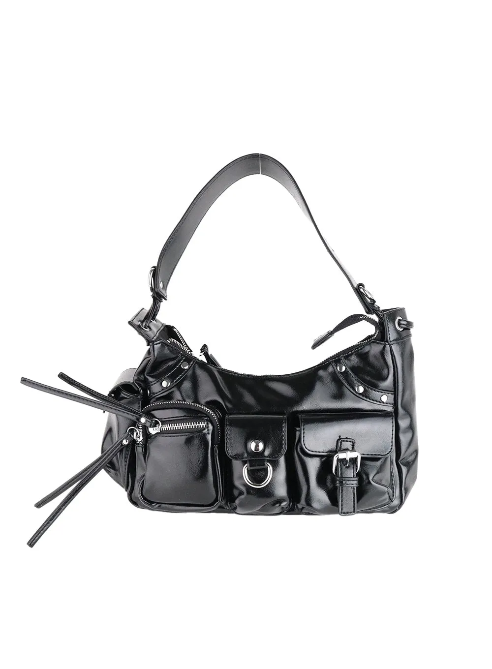 Faux Leather Pocket Shoulder Bag - CM408