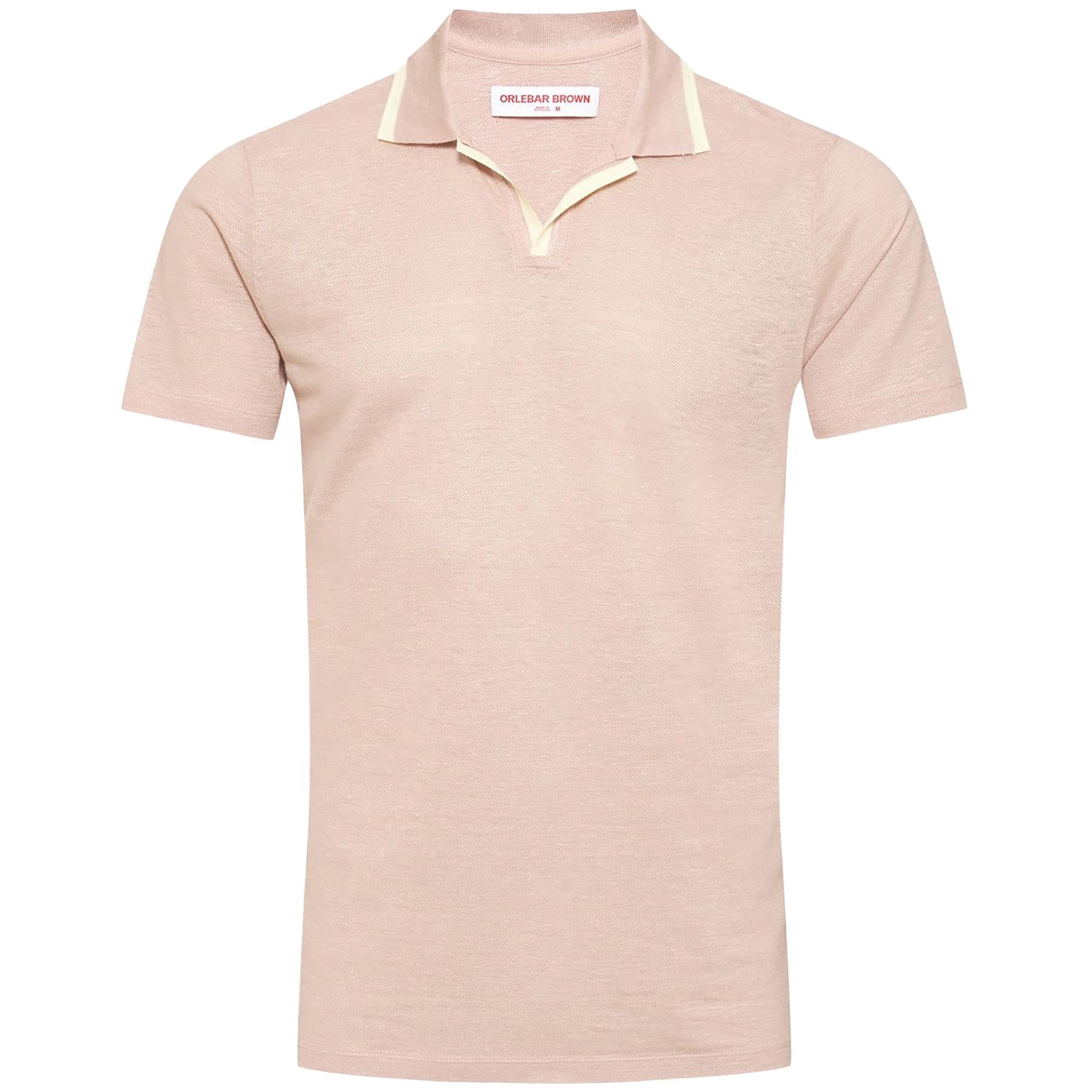 Felix Linen Pique Polo in Seashell Pink for Spring/Summer 2024