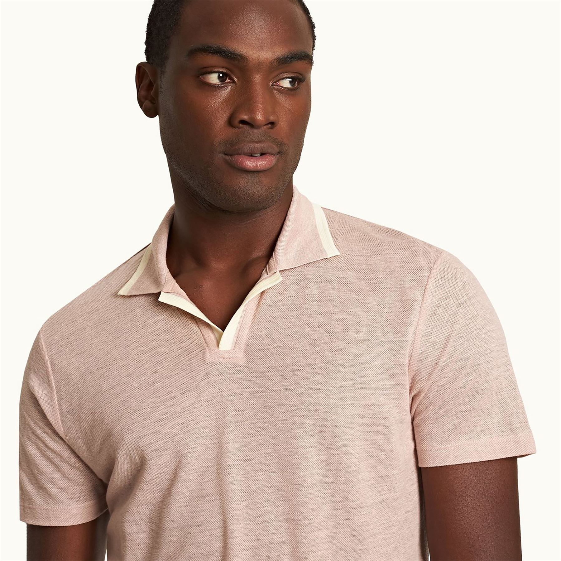 Felix Linen Pique Polo in Seashell Pink for Spring/Summer 2024