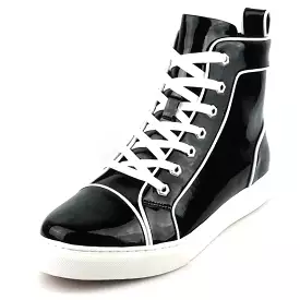 FI-2416 Patent Leather High Top Sneaker, Black