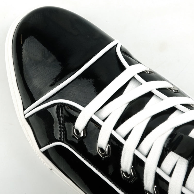 FI-2416 Patent Leather High Top Sneaker, Black